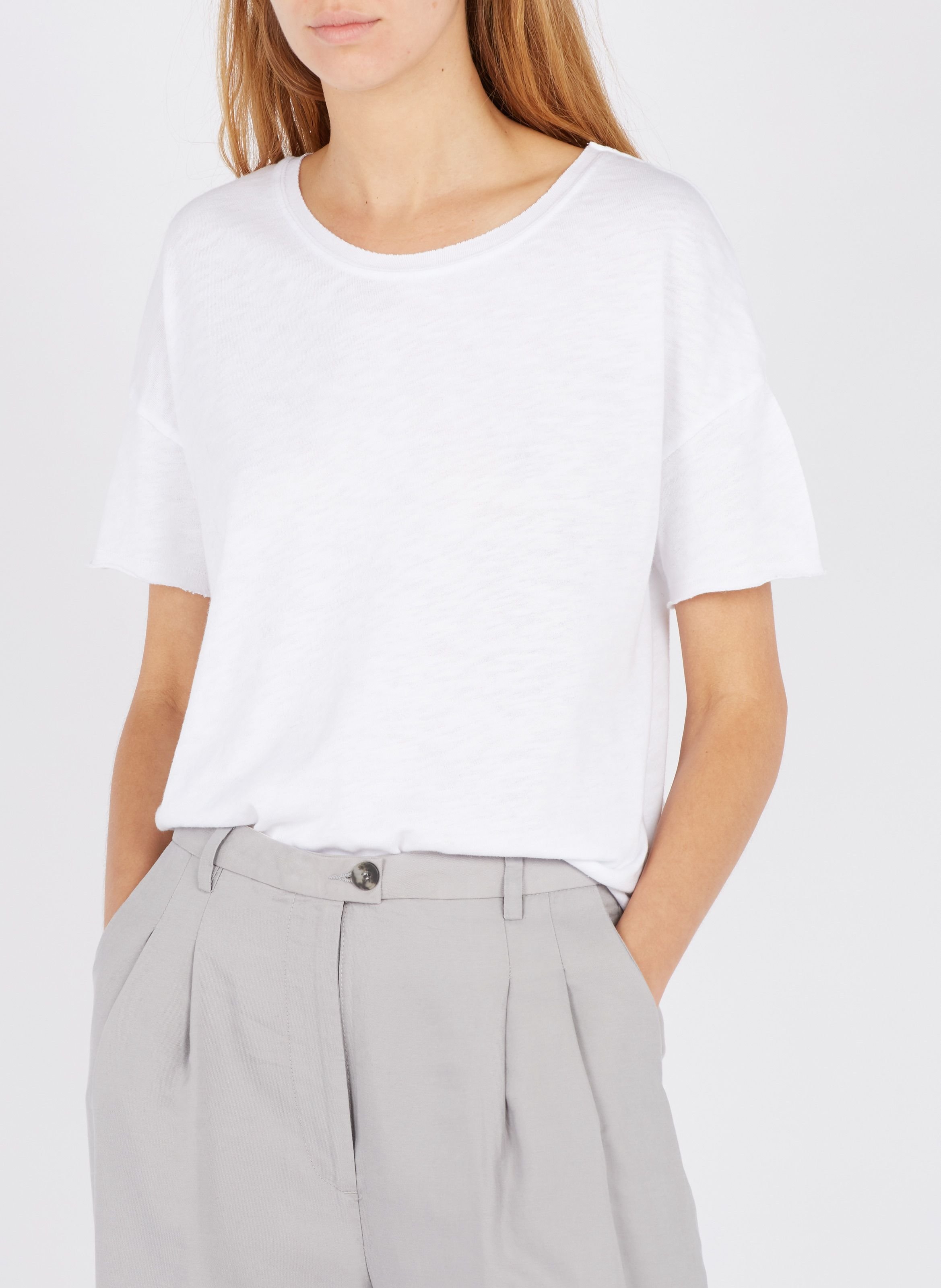 Tee-shirt col rond loose en coton sonoma AMERICAN VINTAGE Blanc