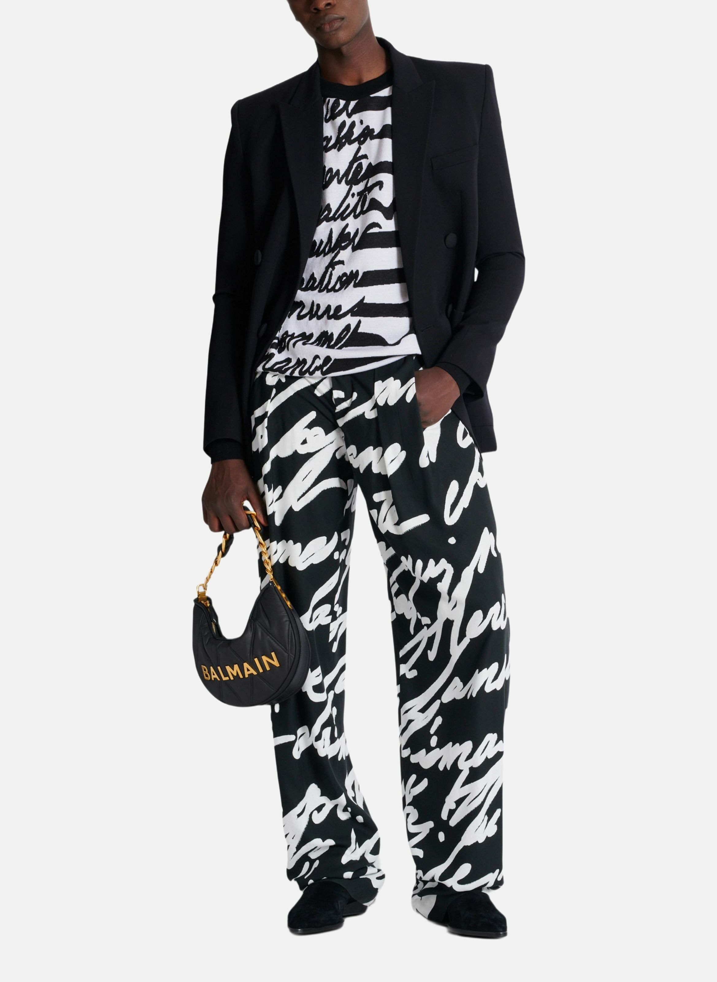 Pull marinière « lettre d'amour » en maille BALMAIN Blanc