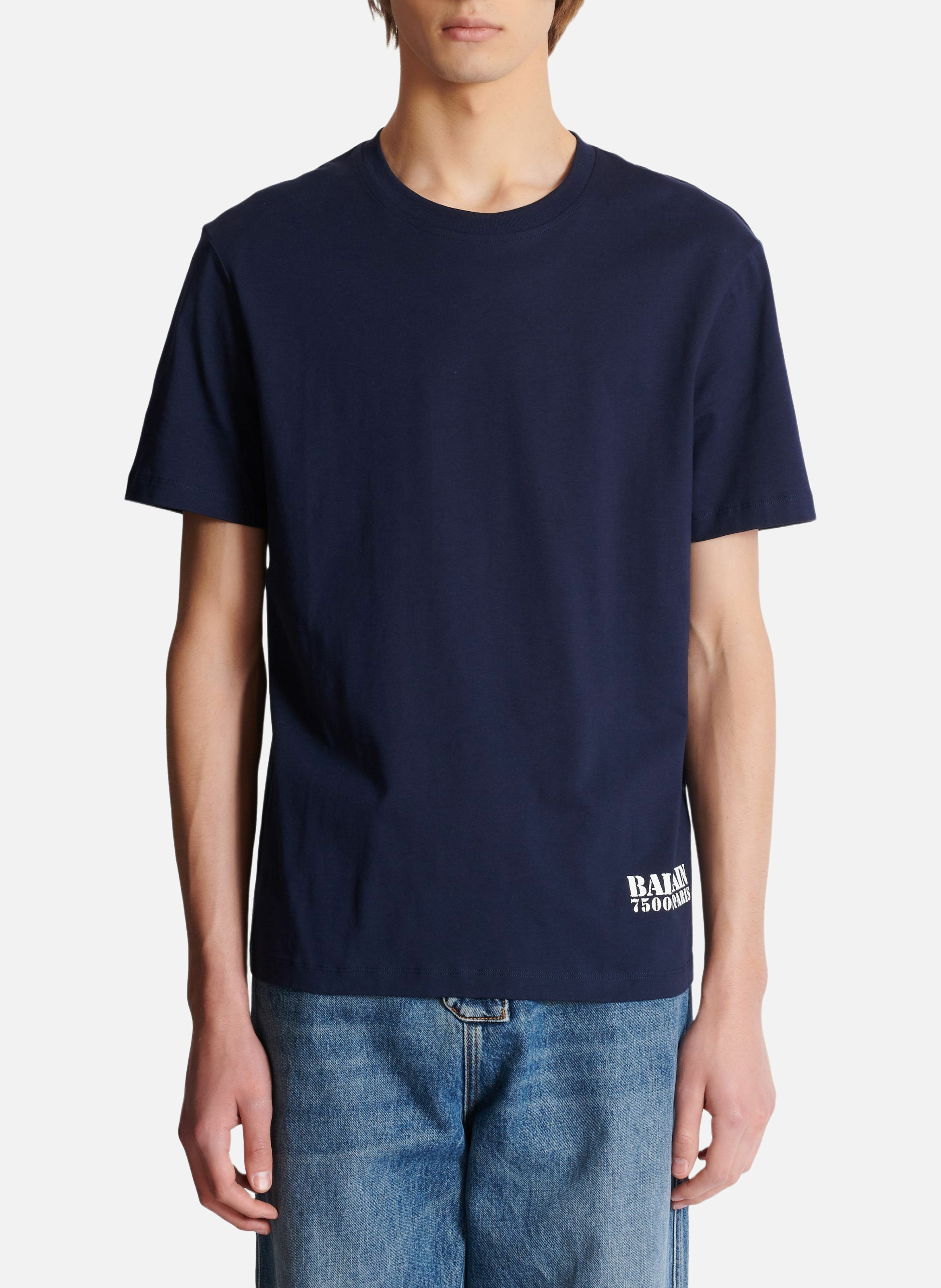T-shirt imprimé small balmain stamp BALMAIN Bleu