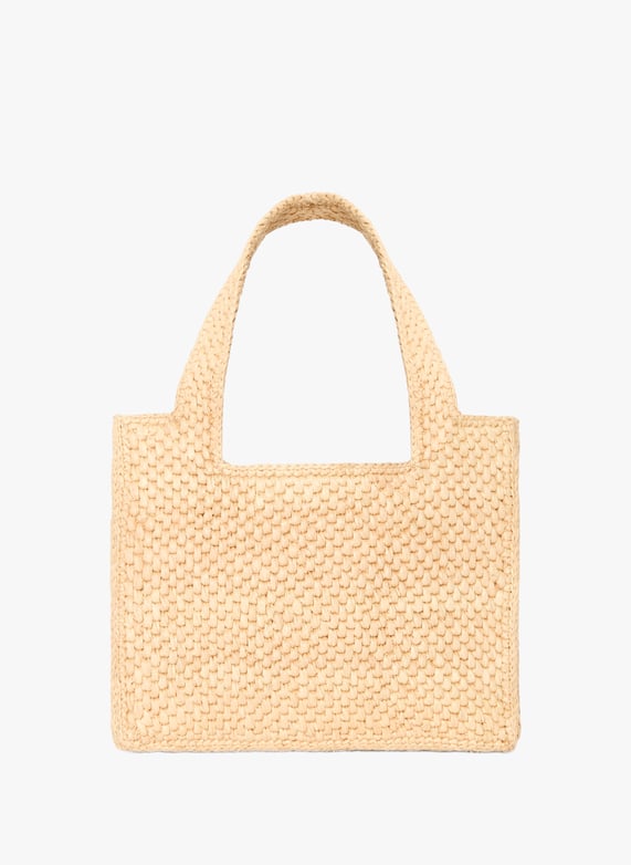 Mini LOEWE Font Tote en raphia | Beige by LOEWE Mini LOEWE Font Tote en raphia Beige