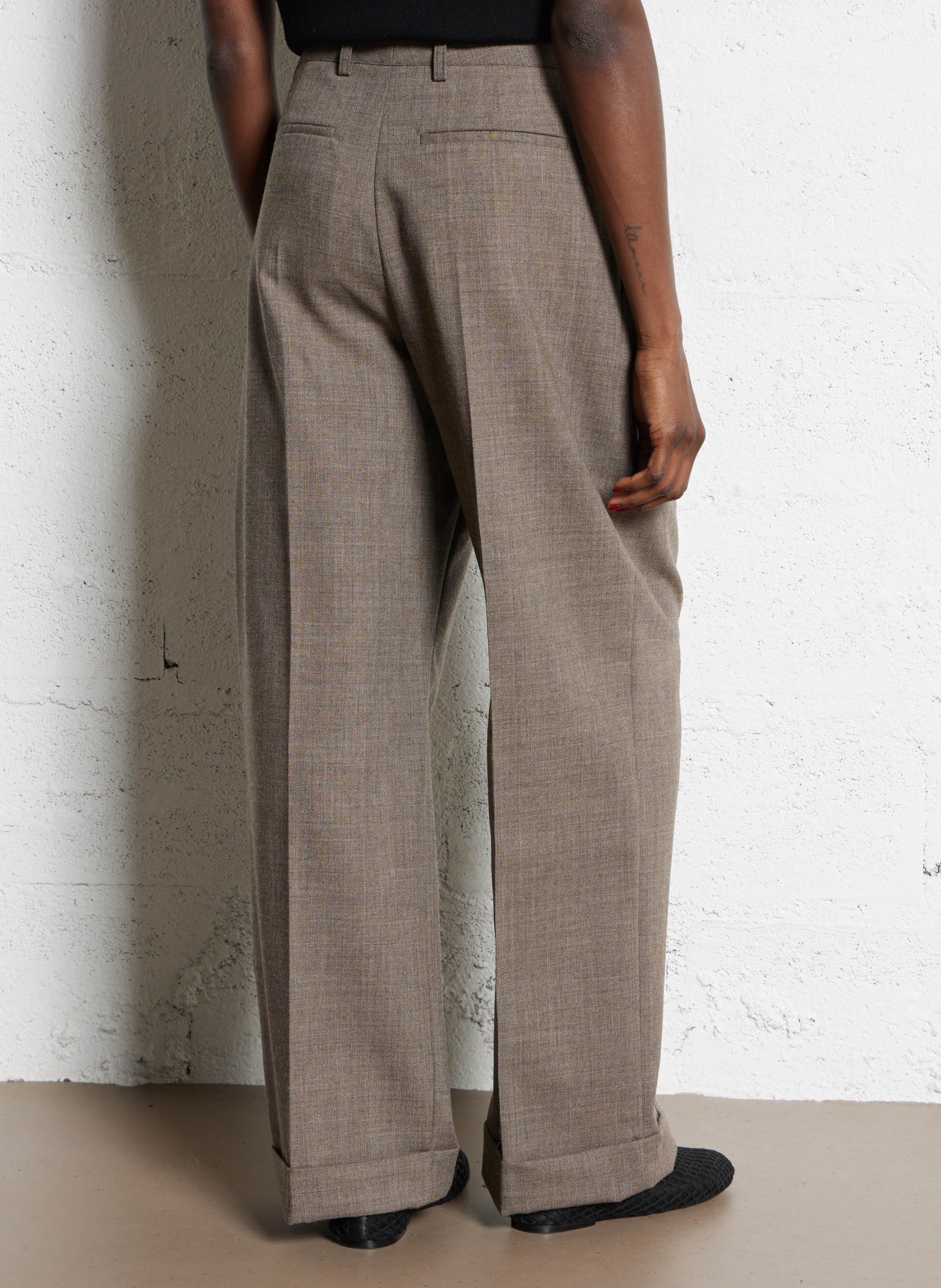 Pantalon large en laine watson SOEUR Marron