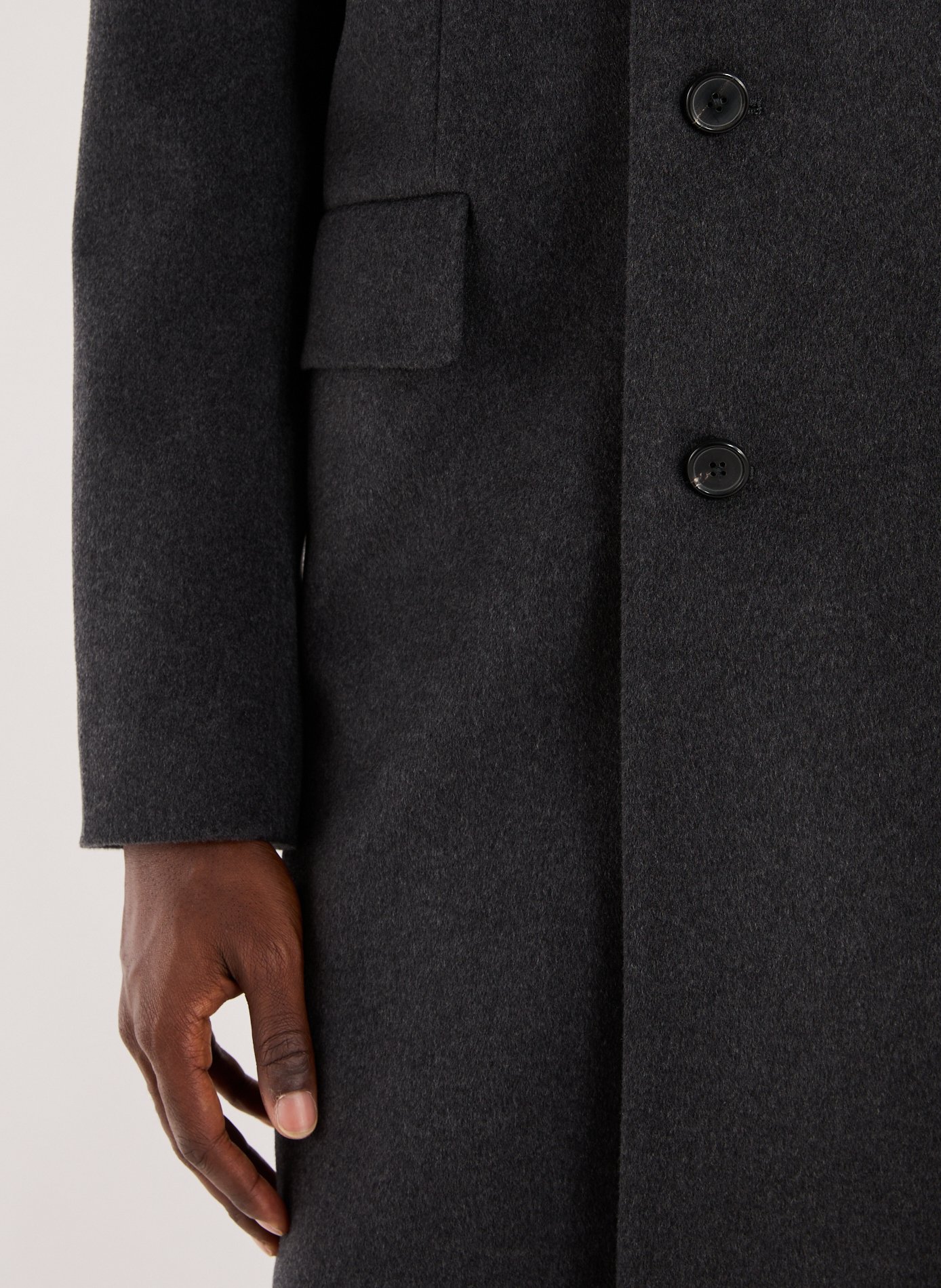 Long wool and cashmere blend solid coat PAUL SMITH Grey