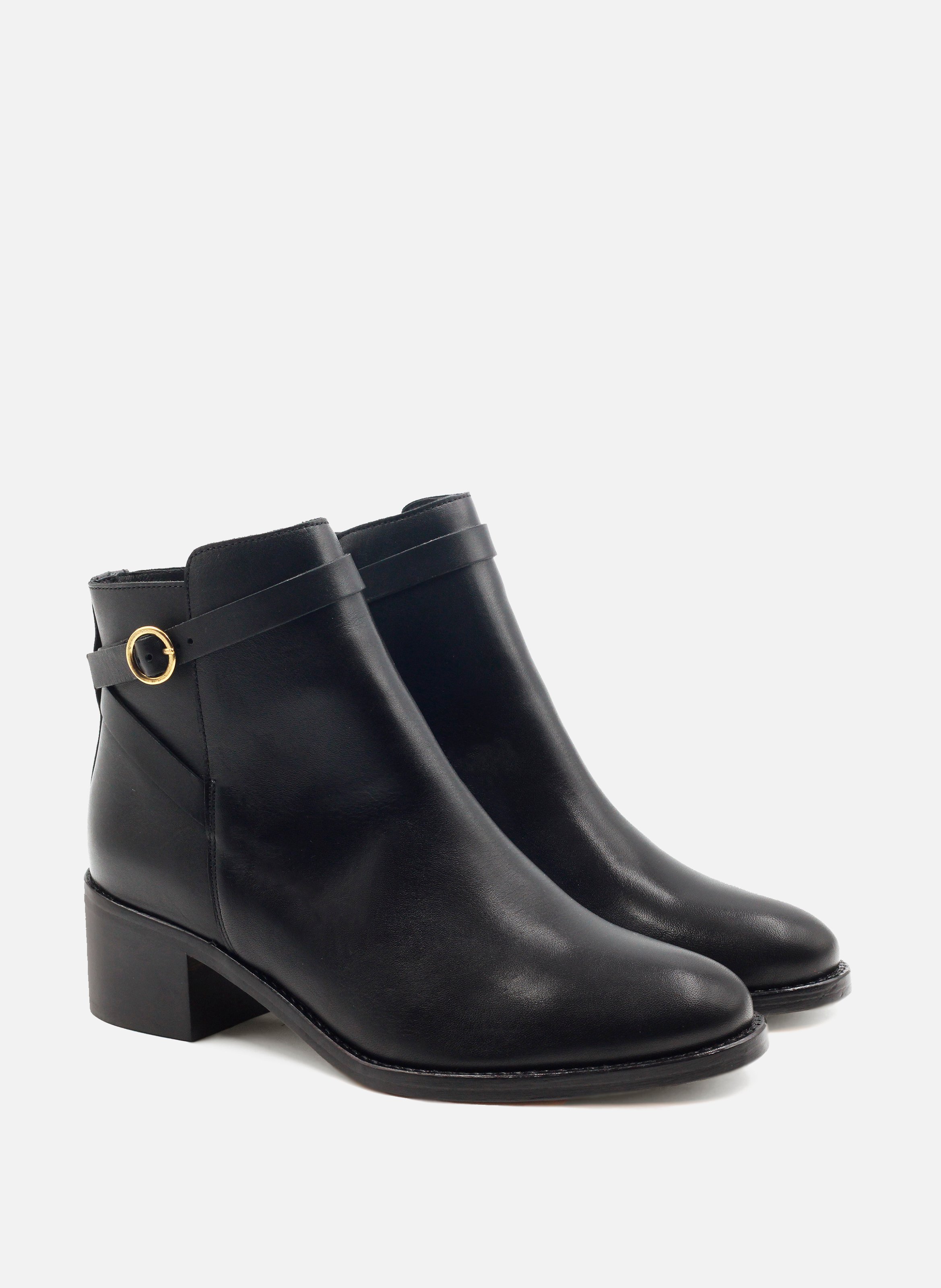 Bottines cavalières cuir lisse JULES & JENN Noir