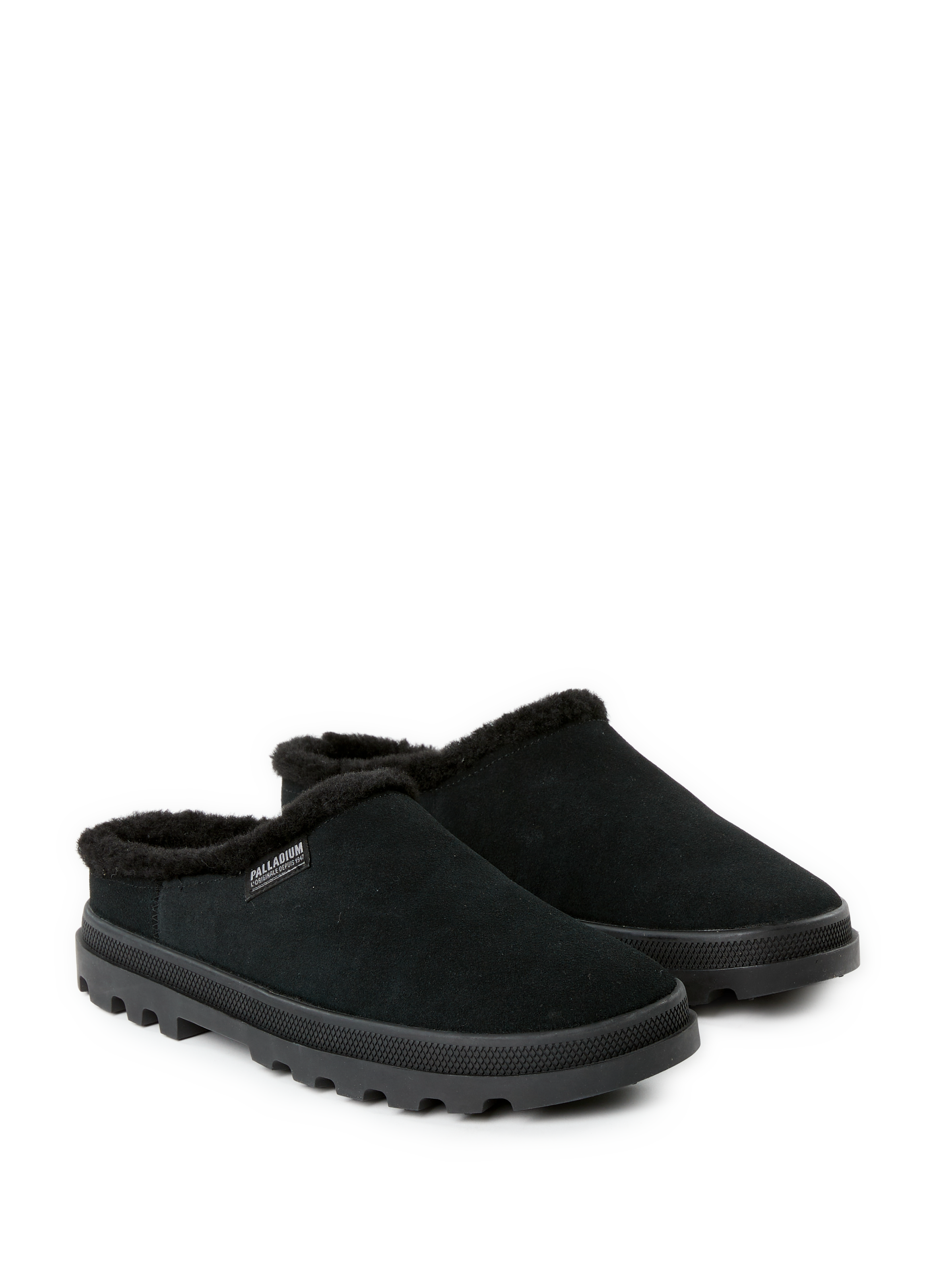 Mules fourrées en cuir PALLADIUM Noir