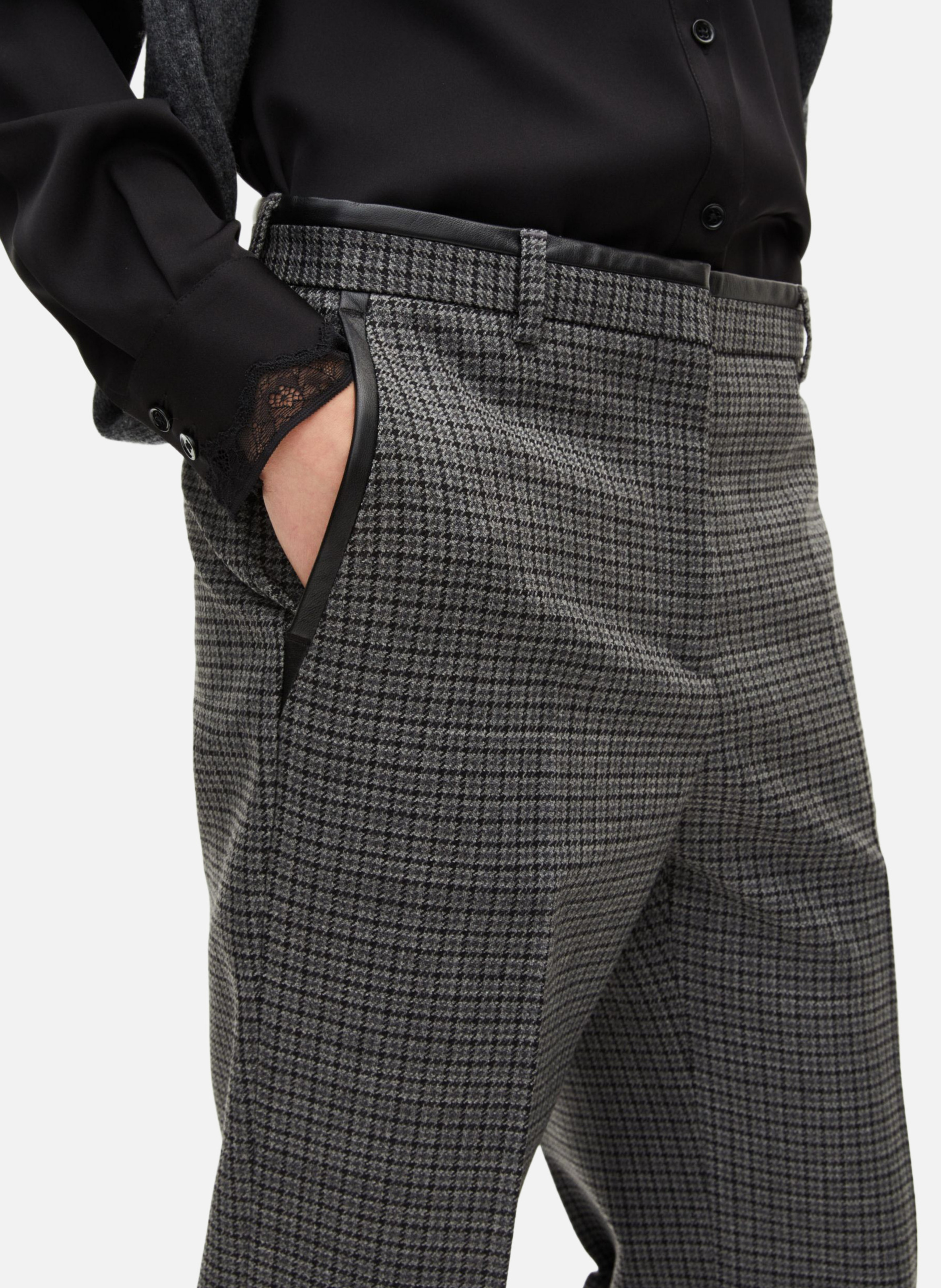 Pantalon tailleur droit en pied de puce THE KOOPLES Noir