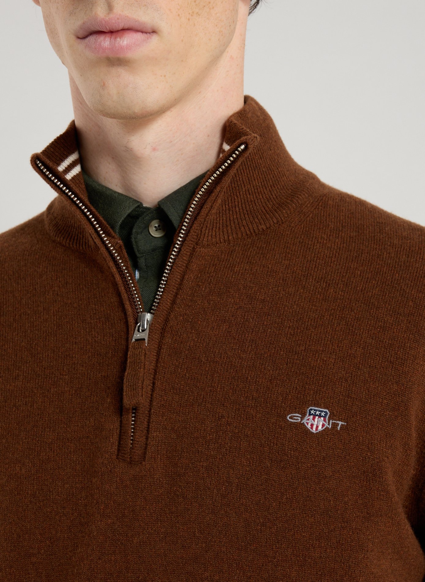 Pull col montant en laine GANT Marron
