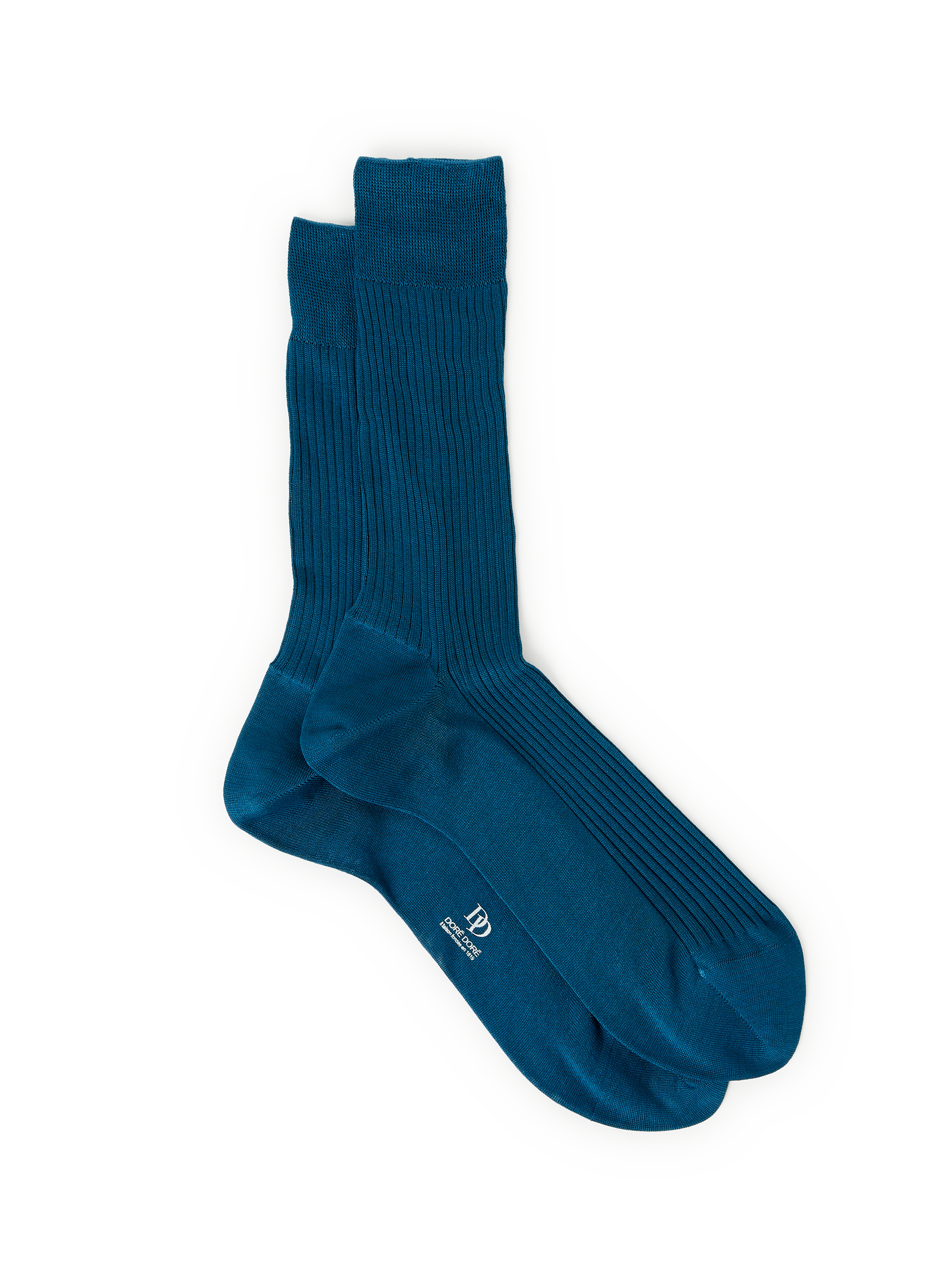 DORÉ DORÉ Chaussettes mi-hautes côtelées en coton Bleu