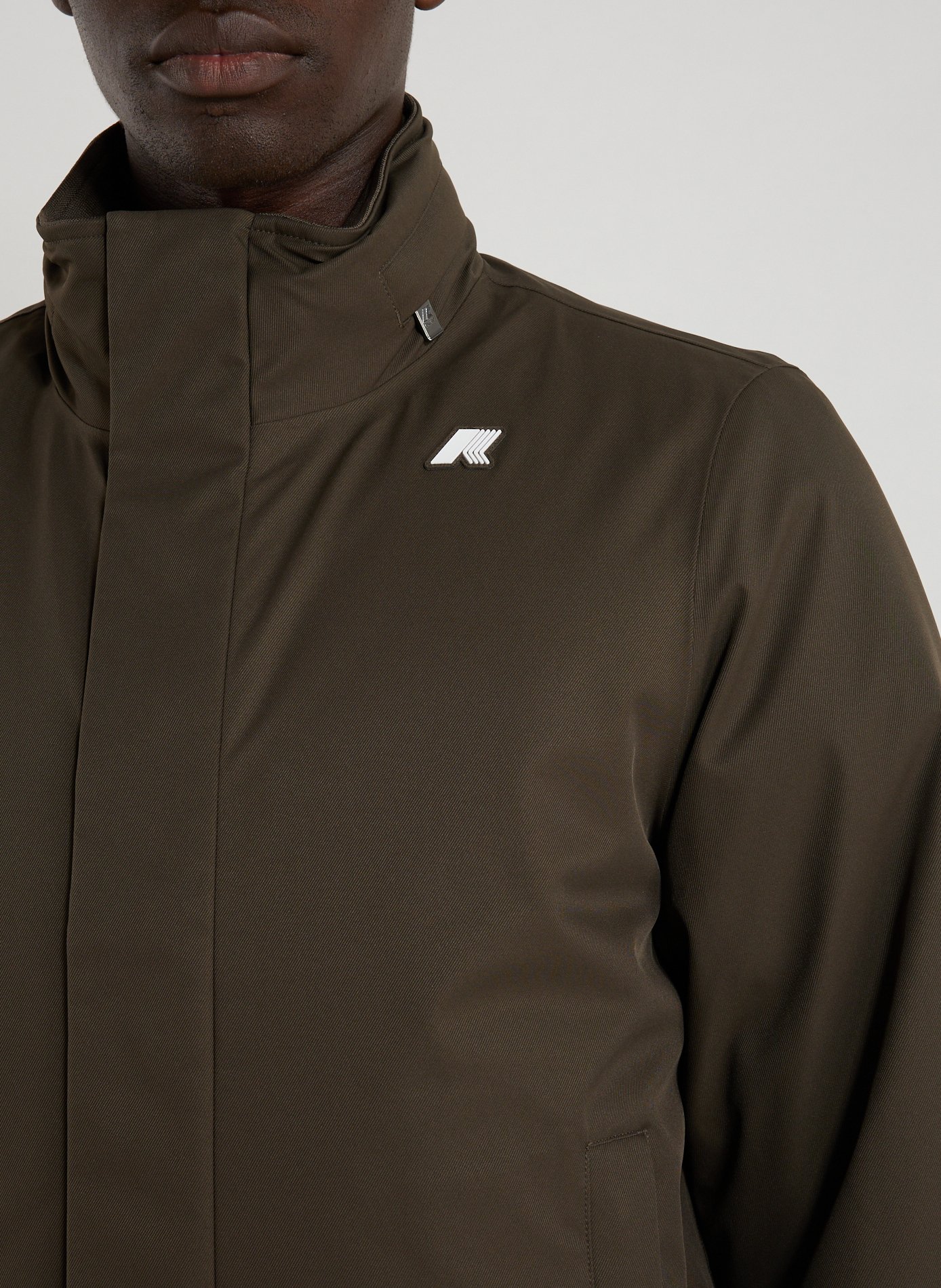 Parka unie à col montant K-WAY Kaki