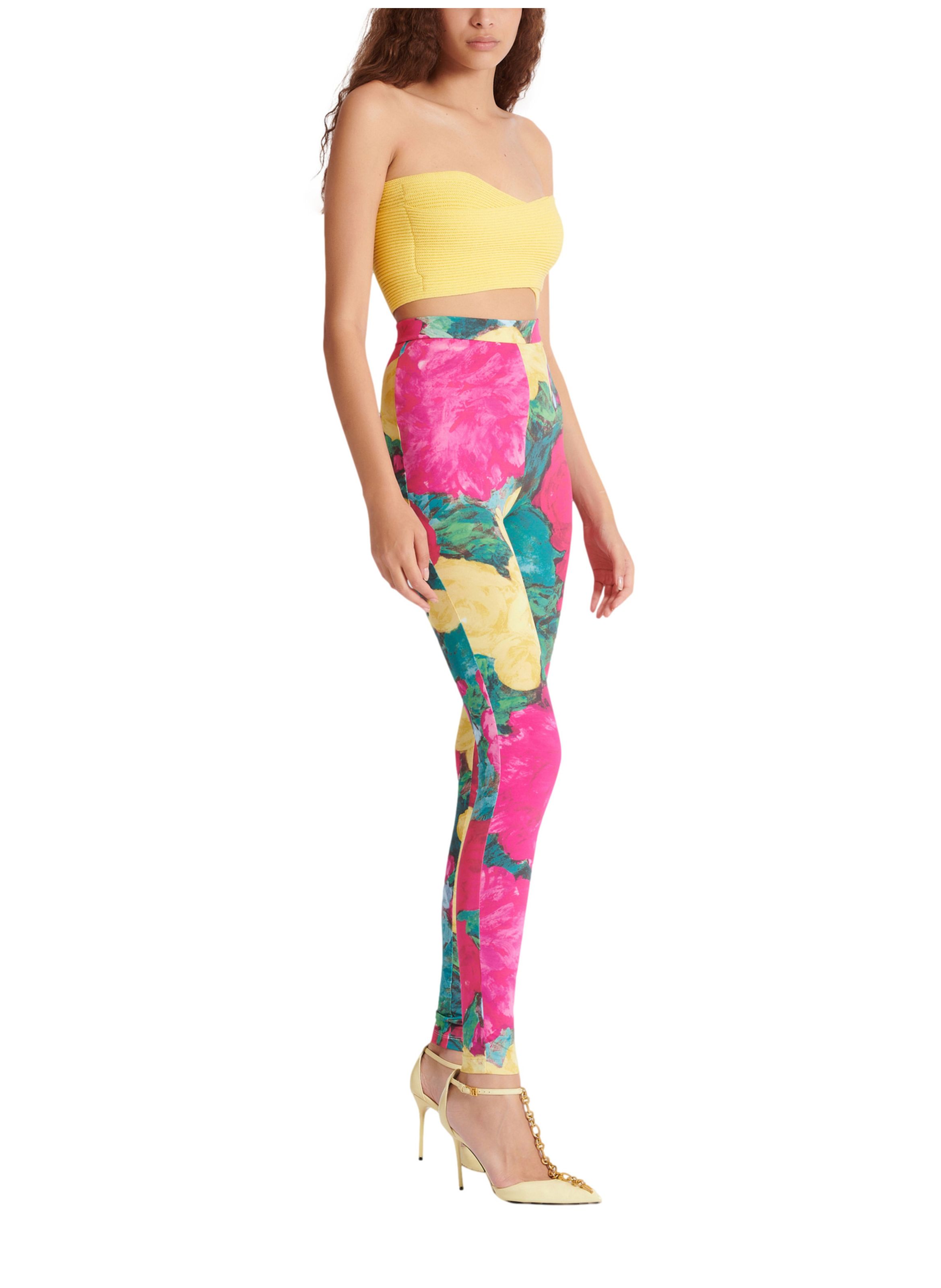 Legging en jersey imprimé roses BALMAIN Multicolore