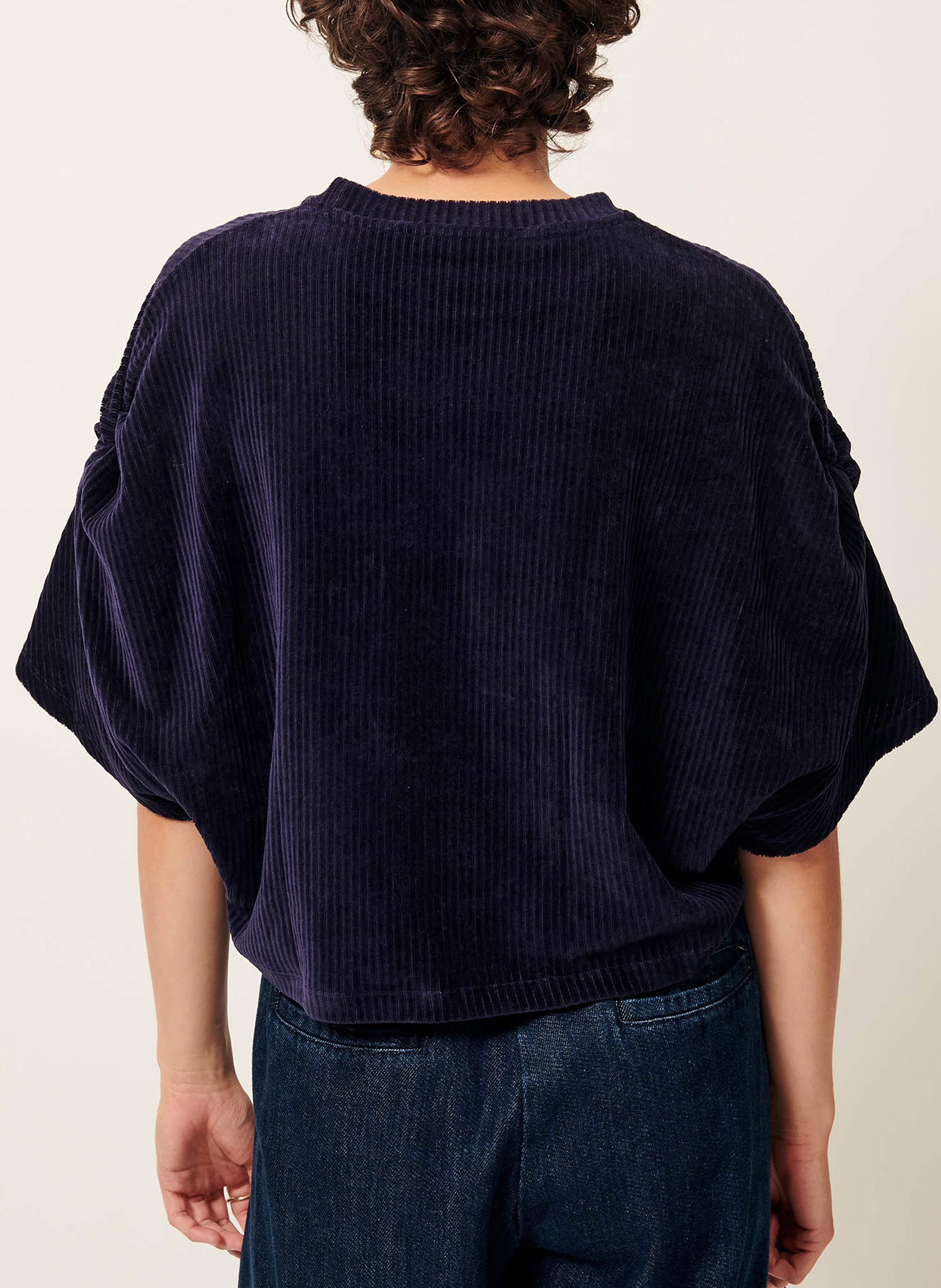 Top ample col rond en coton mélangé nagel SESSUN Bleu