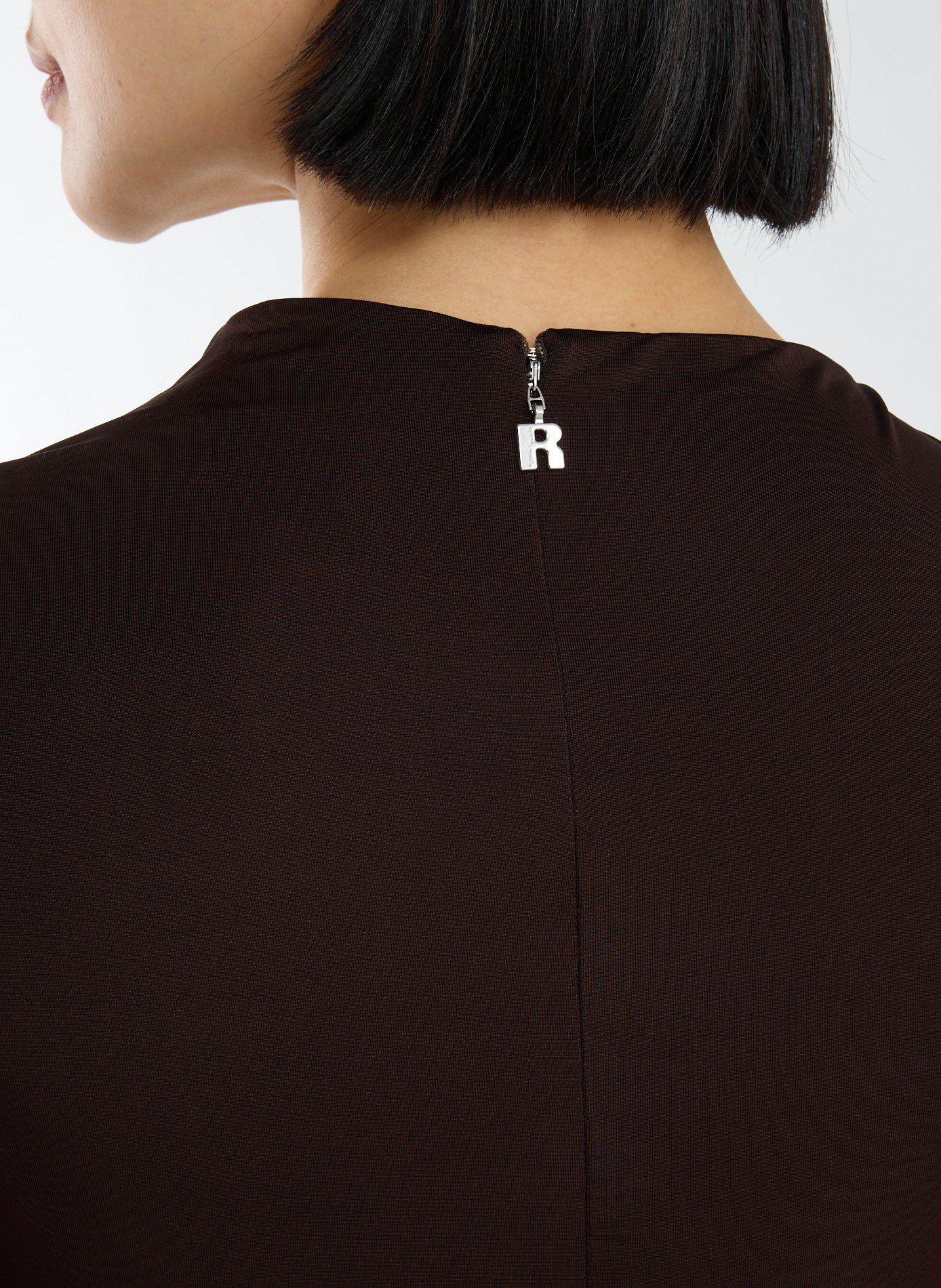 Robe longue froncée sans manches ROTATE Marron