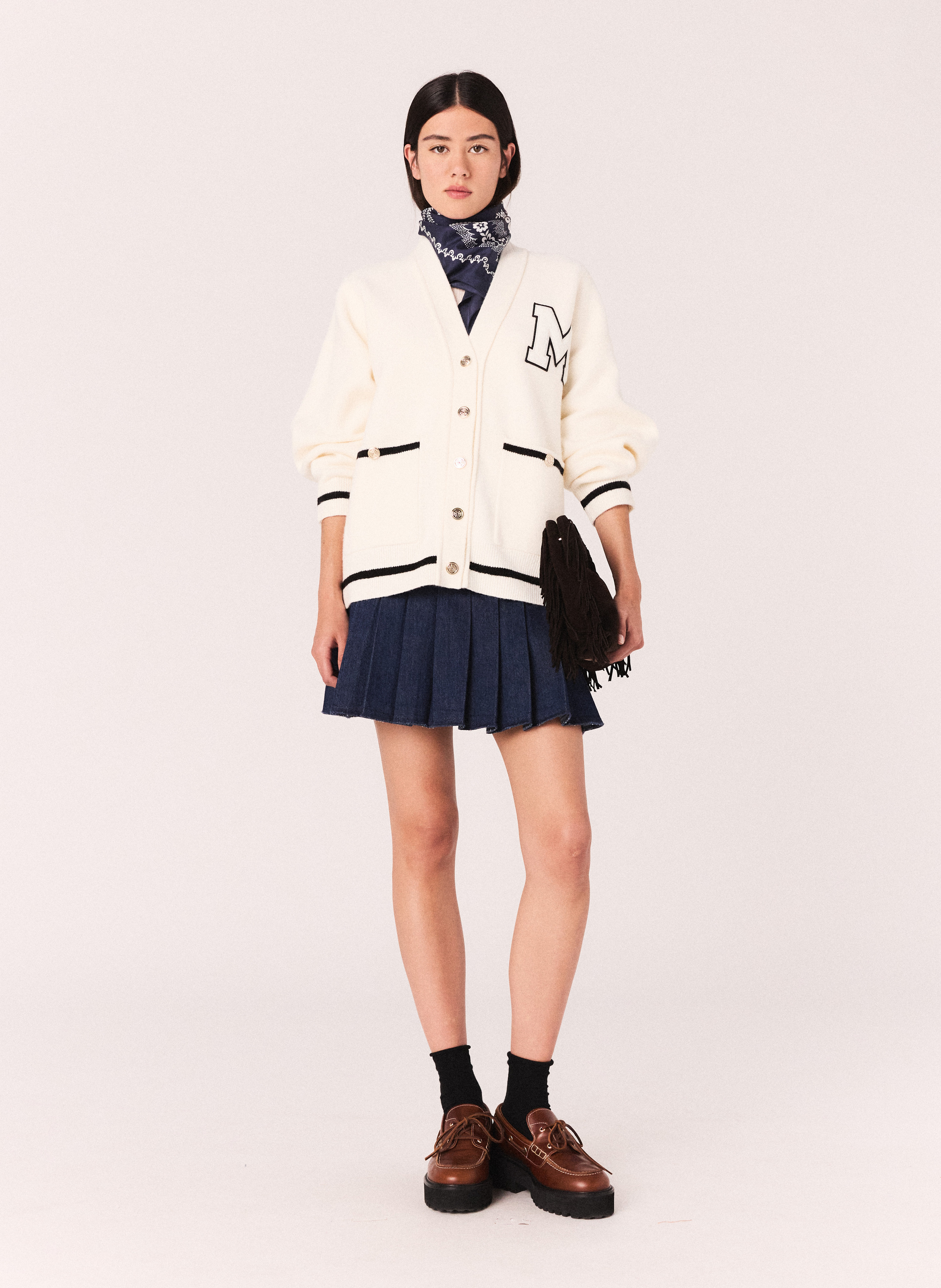 Gilet col v MAJE Beige