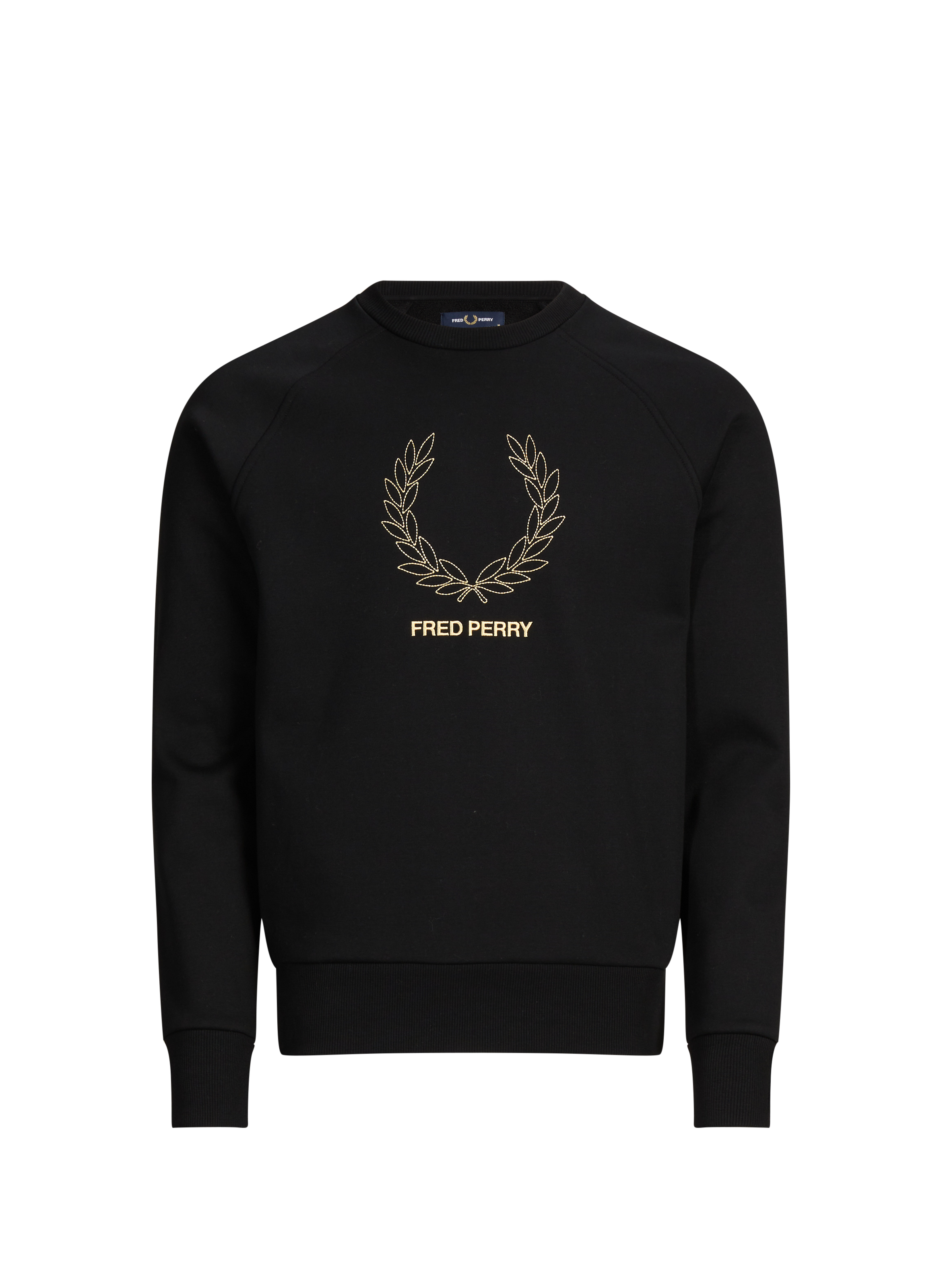 Embroidered round neck cotton sweatshirt FRED PERRY Black