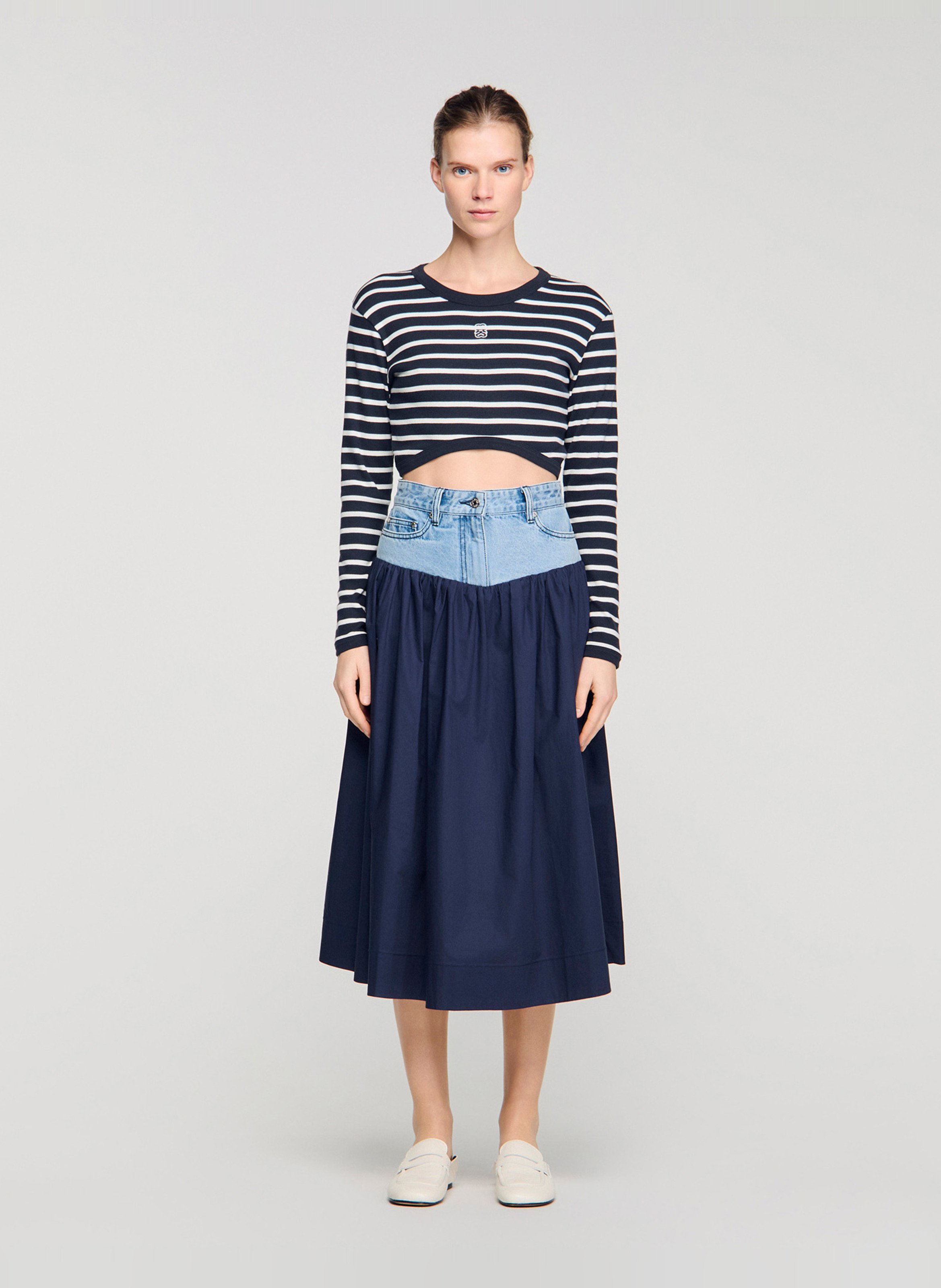 Jupe midi évasée SANDRO Bleu