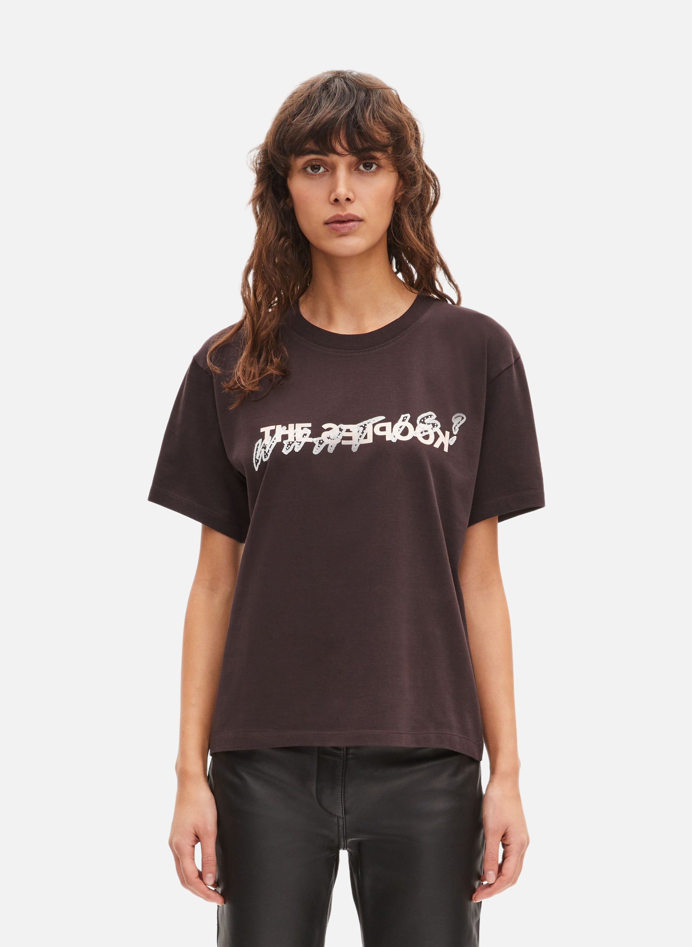 T-shirt what is avec strass THE KOOPLES Marron