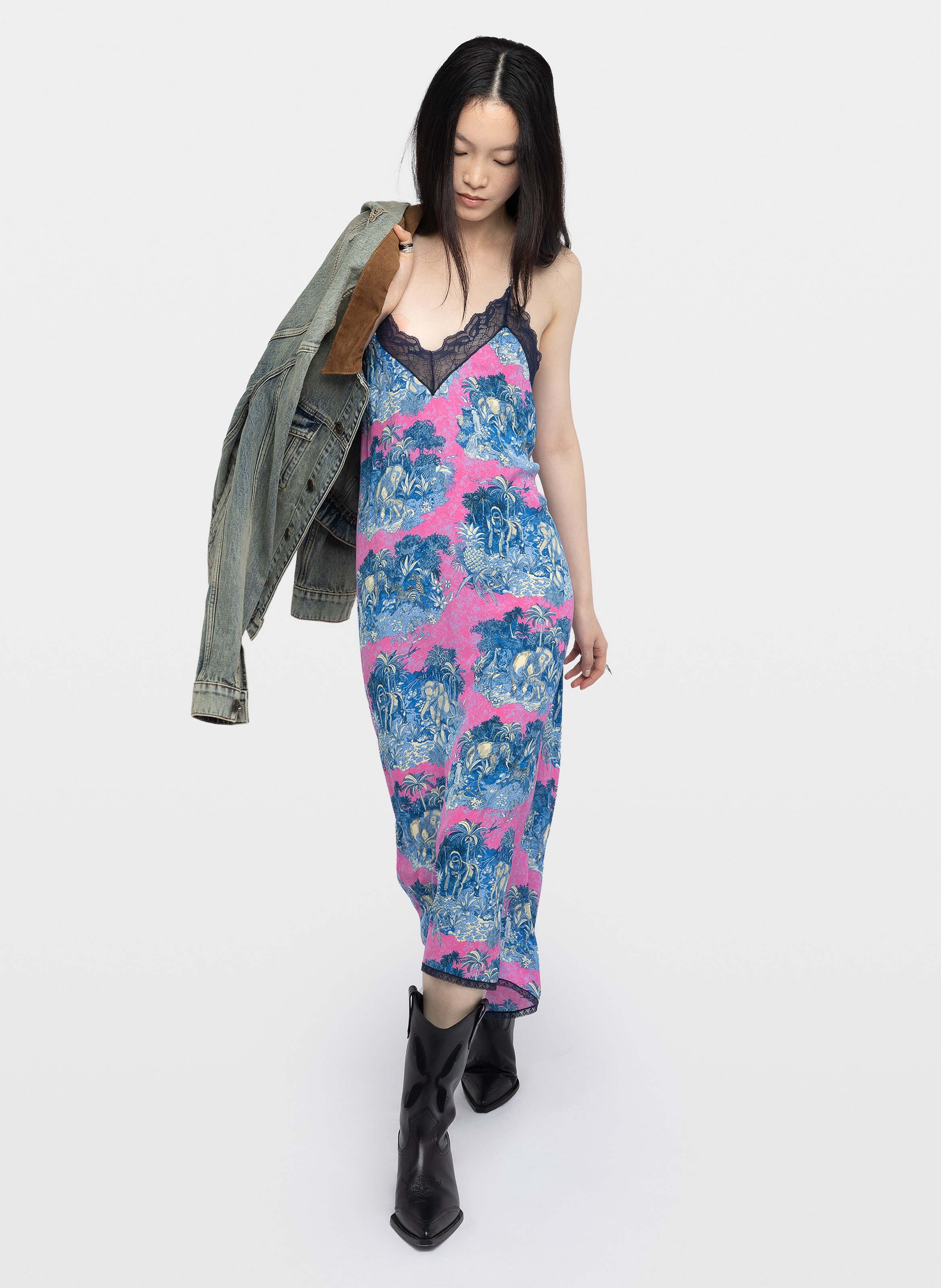 Robe longue col v imprimée risty ZADIG&VOLTAIRE Rose