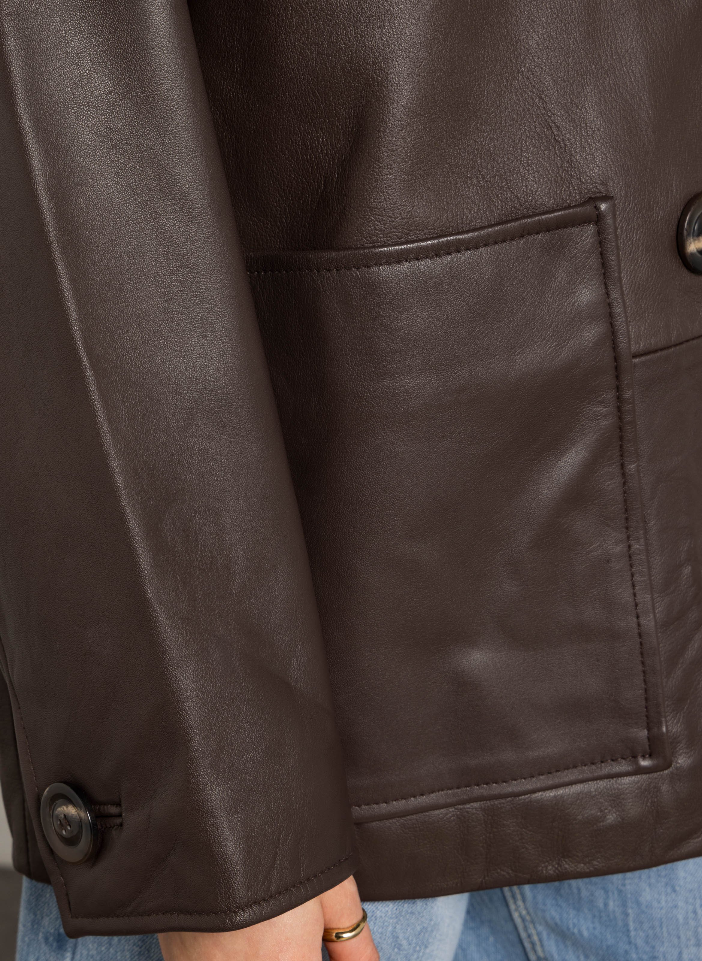 Veste col classique en cuir vincenzo SOEUR Marron