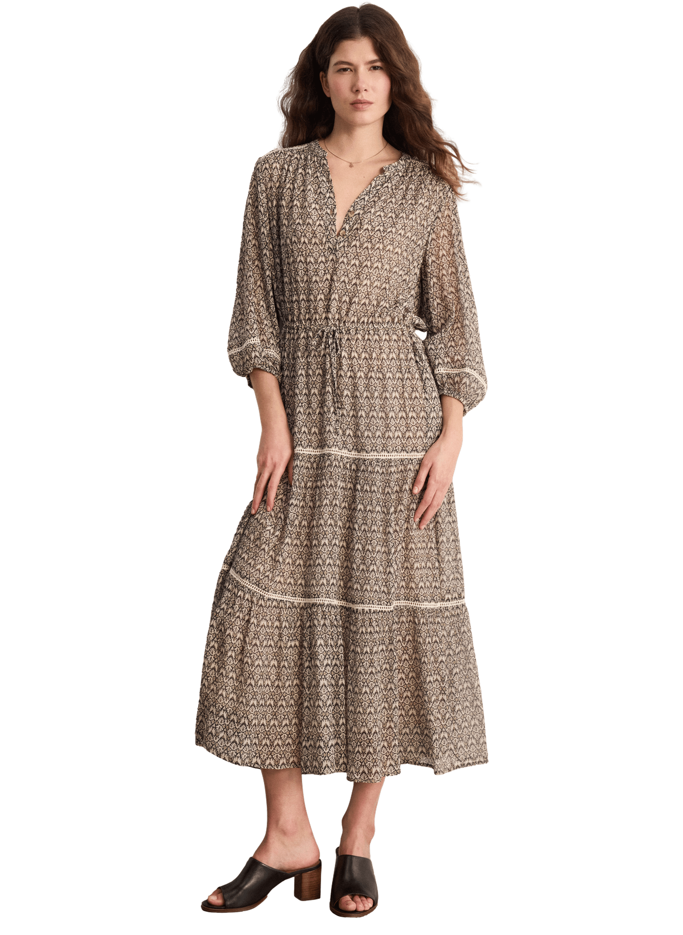 Robe longue imprimé à lurex - appoline PABLO Beige