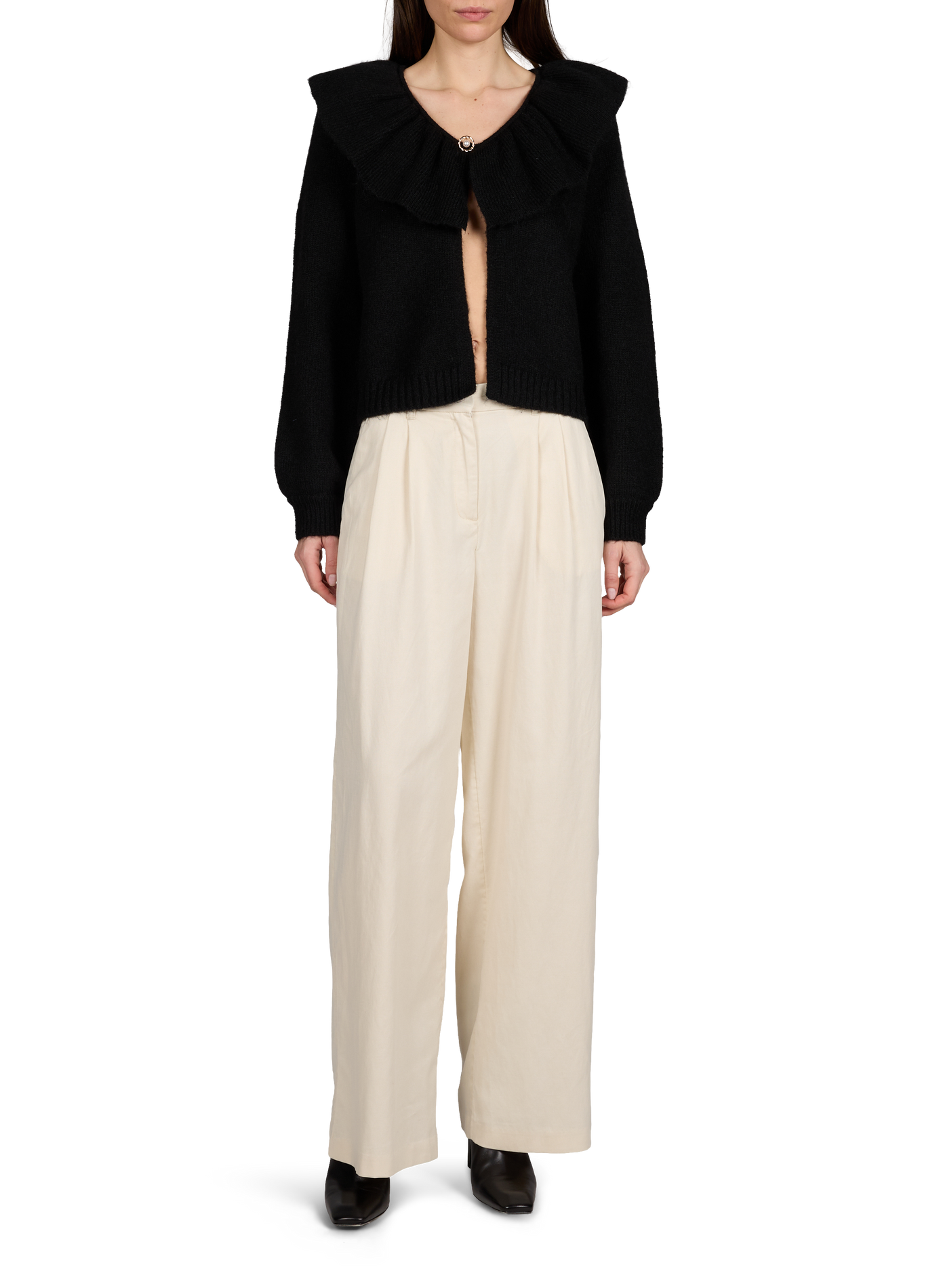 Cardigan col volanté OBJECT Noir