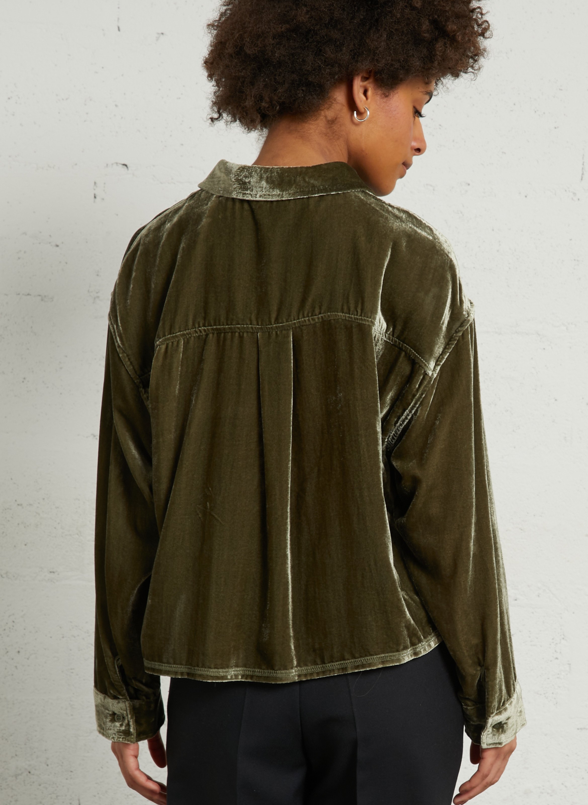 Chemise droite col classique en velours ankaz AMERICAN VINTAGE Marron