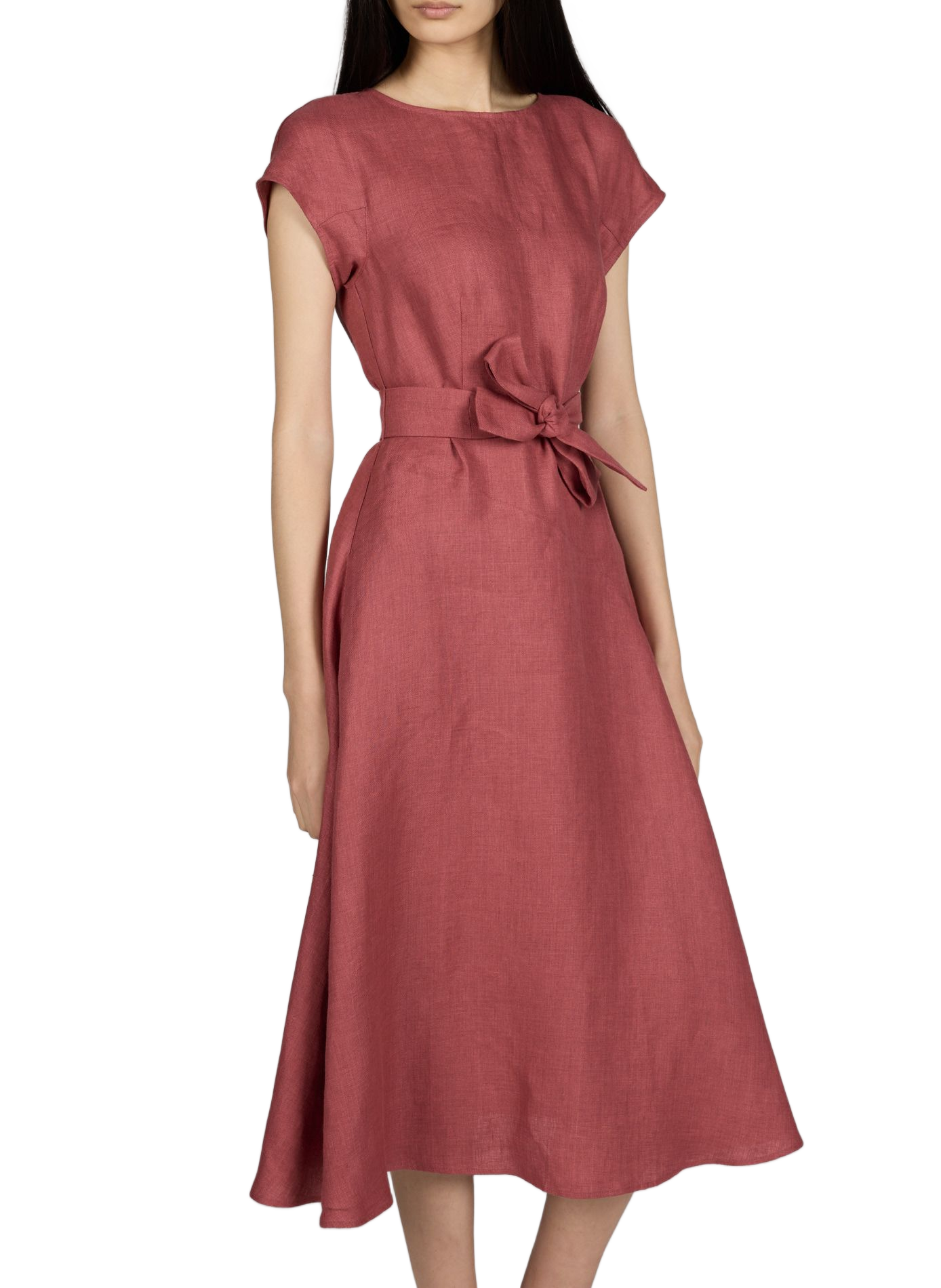 Robe évasée en lin MAX MARA WEEK END Rouge