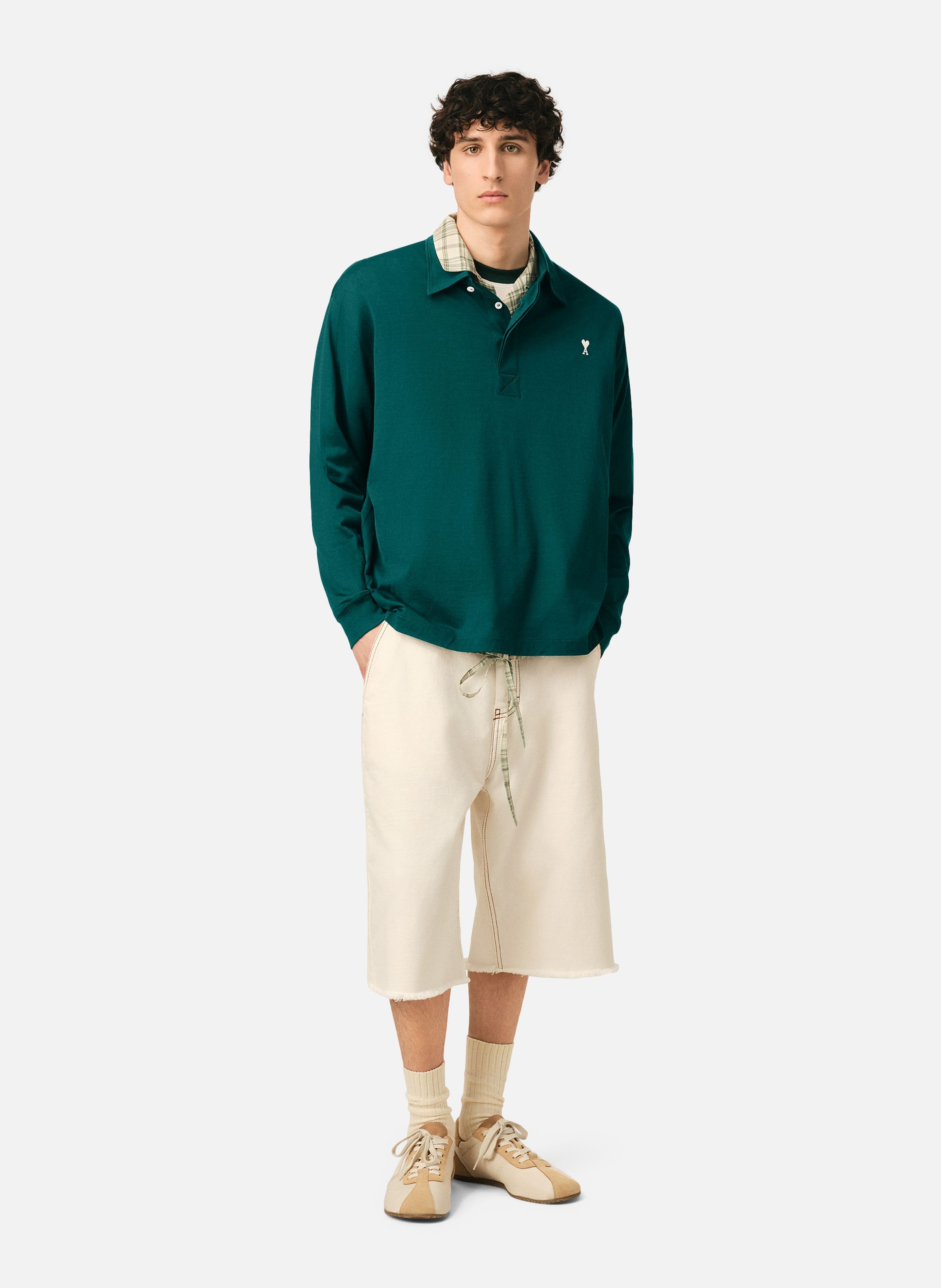 Polo ami de coeur en coton AMI PARIS Vert