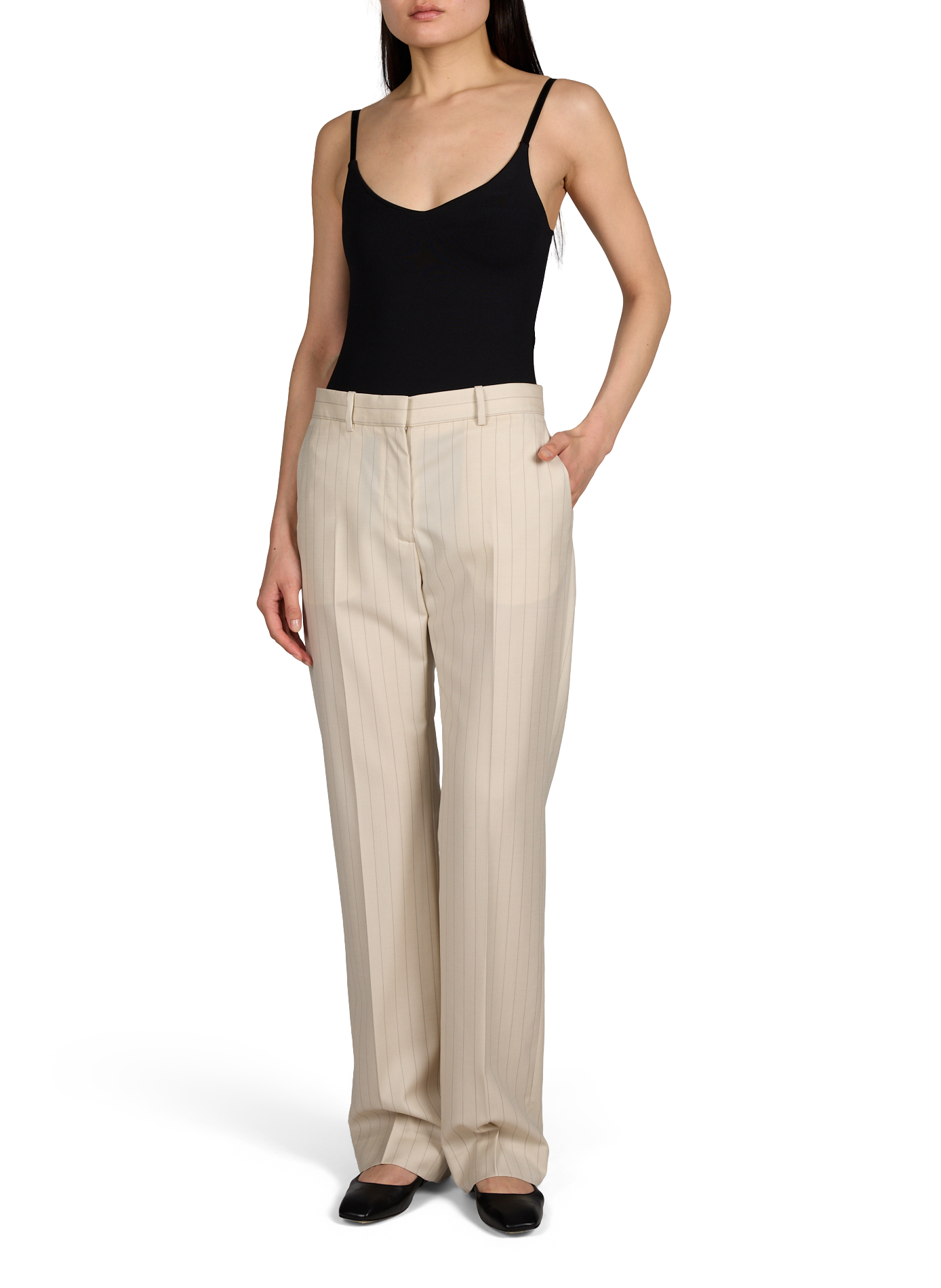 Gerade geschnittene Wollhose mit Streifen ACNE STUDIOS Weiss