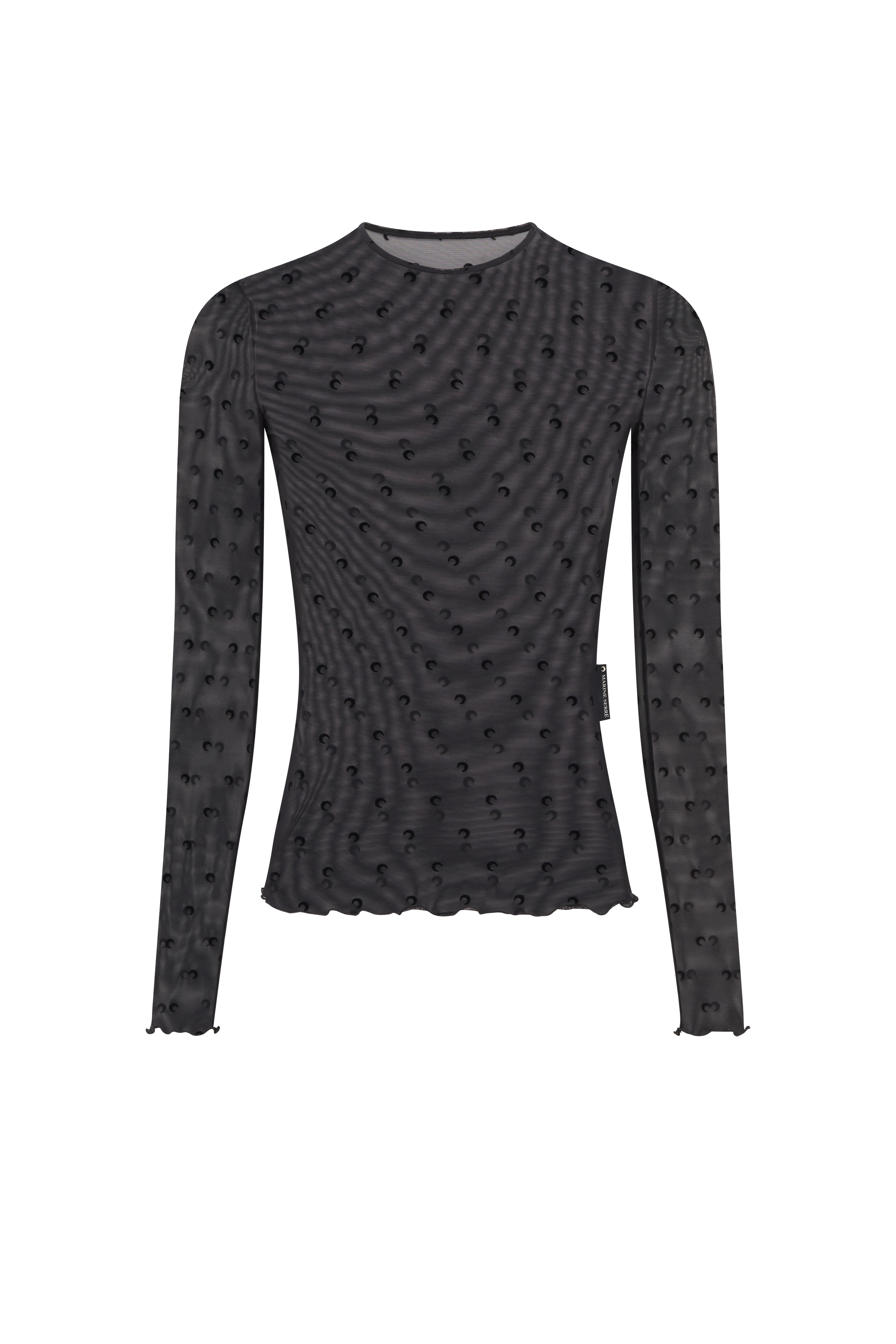 Top manches longues en résille floquée plumetis moon MARINE SERRE Noir