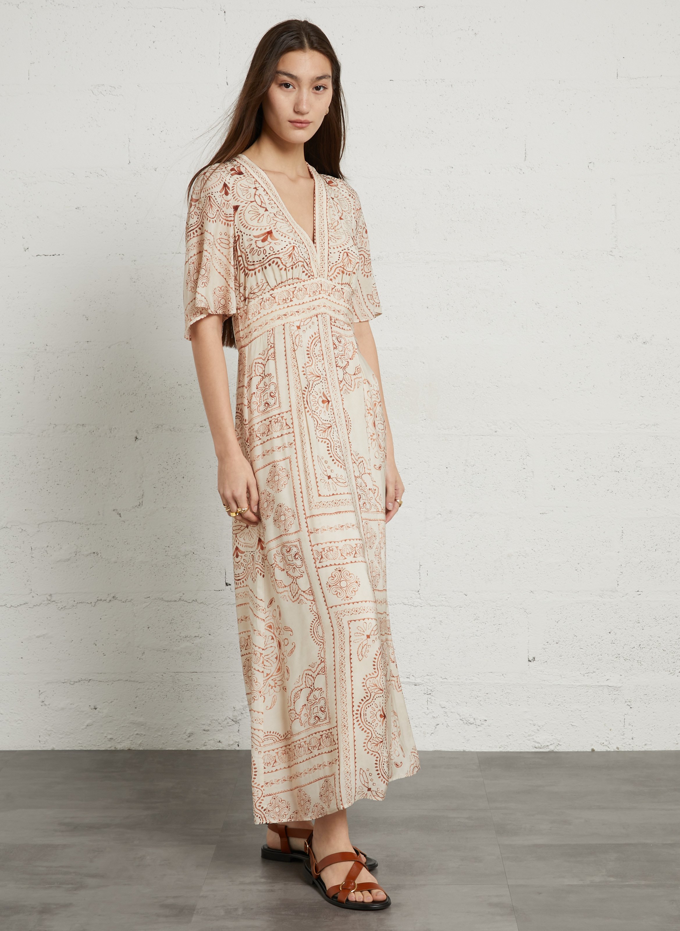 Robe ample fluide imprimée brana MAISON 123 Blanc