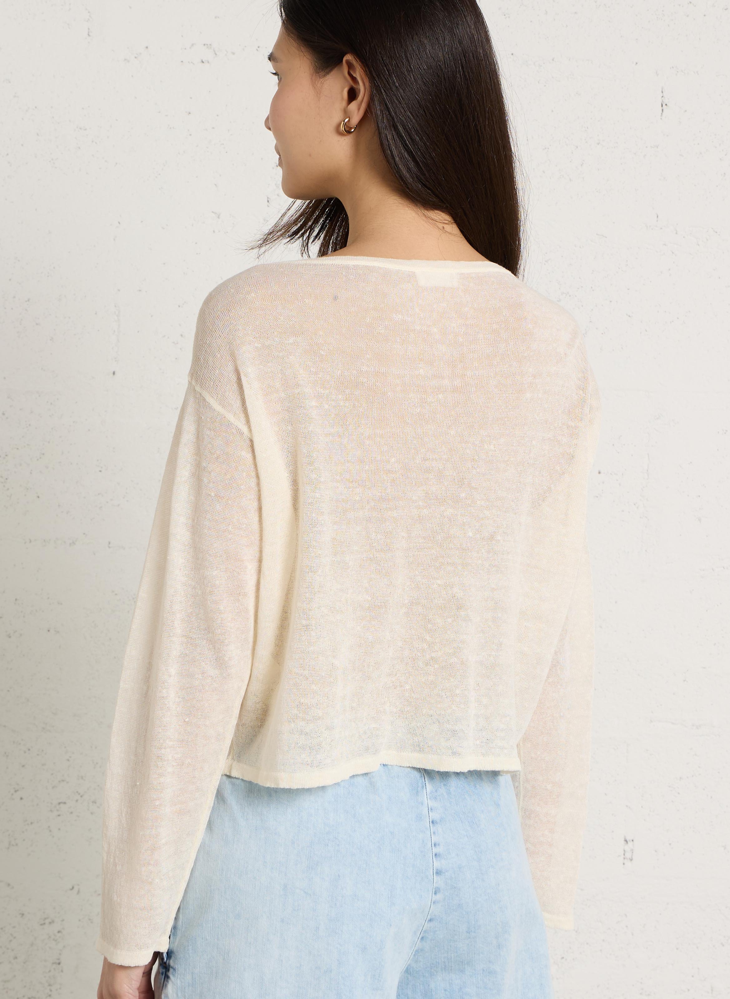 Pull en lin mélangé epaky AMERICAN VINTAGE Beige