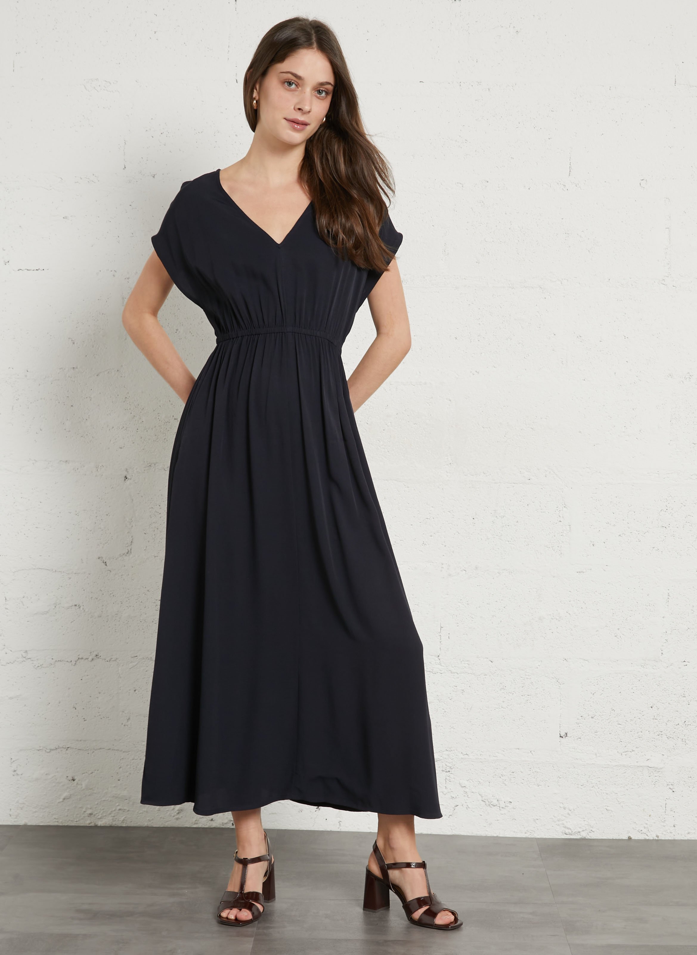 Robe longue col v bloom MAISON 123 Bleu