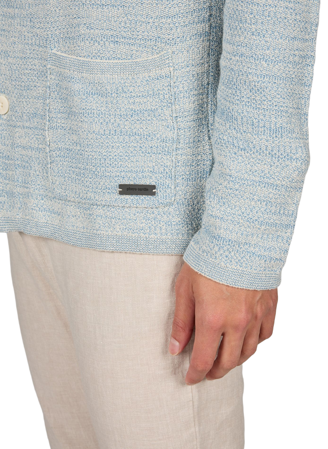 Cardigan col v en coton PIERRE CARDIN Bleu