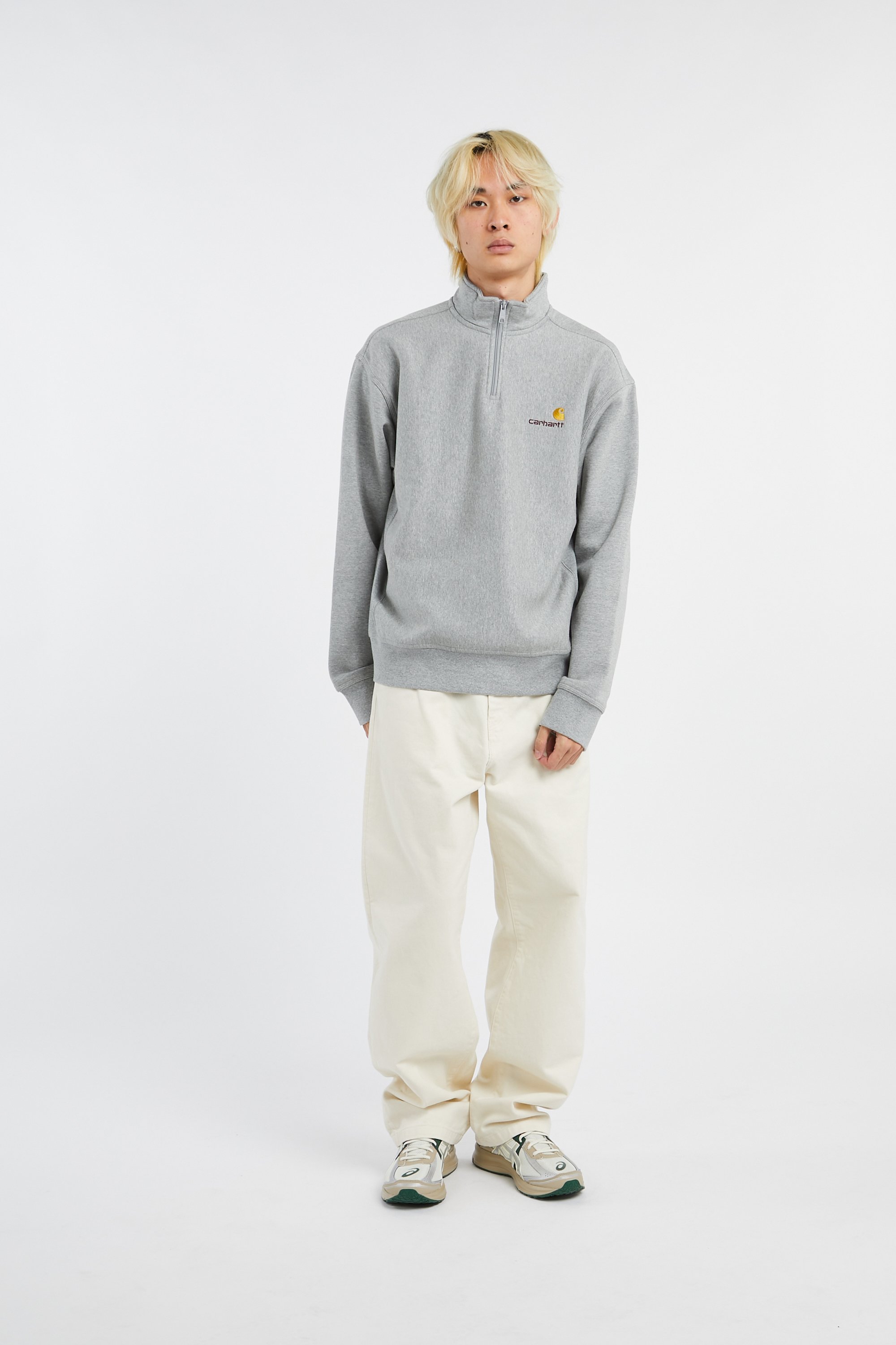 Sweat zippé half zip american script CARHARTT WIP Gris