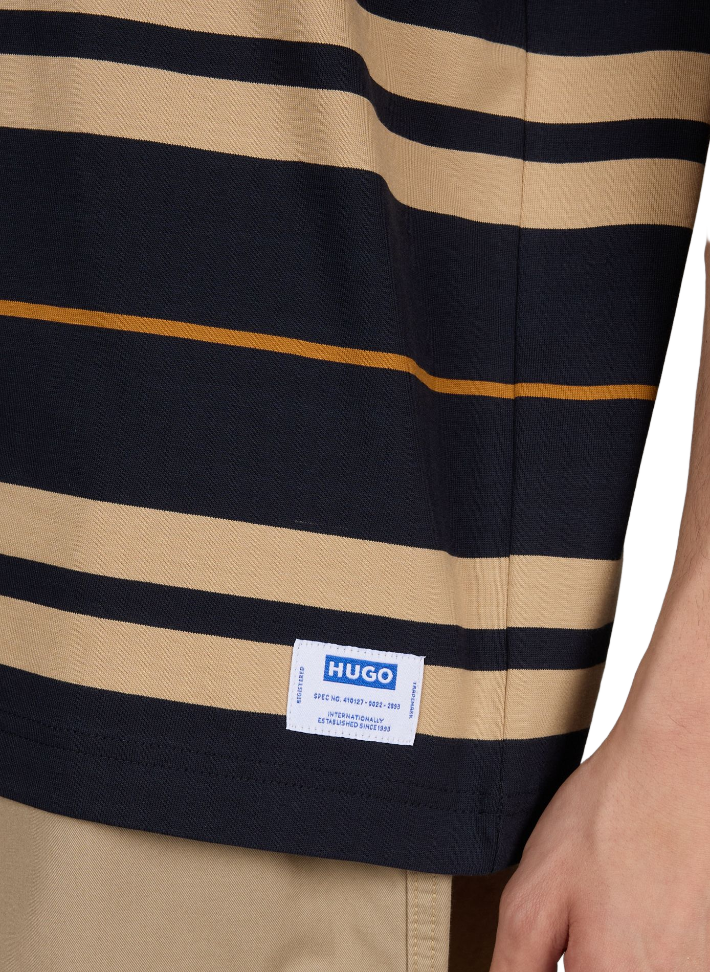 T-shirt Nivarsi à rayures en coton HUGO BLUE Bleu