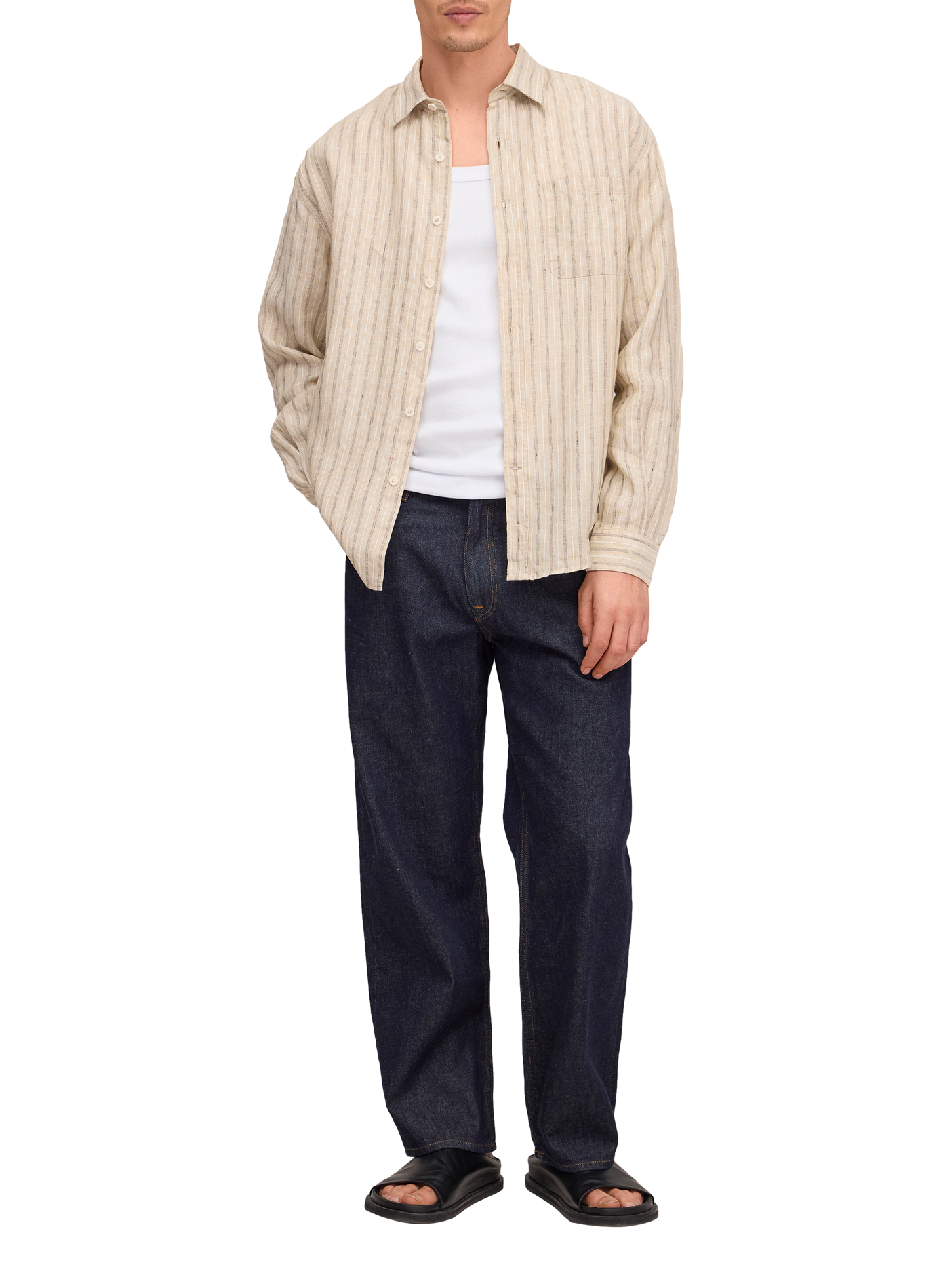 Deon striped linen shirt NN.07 Black