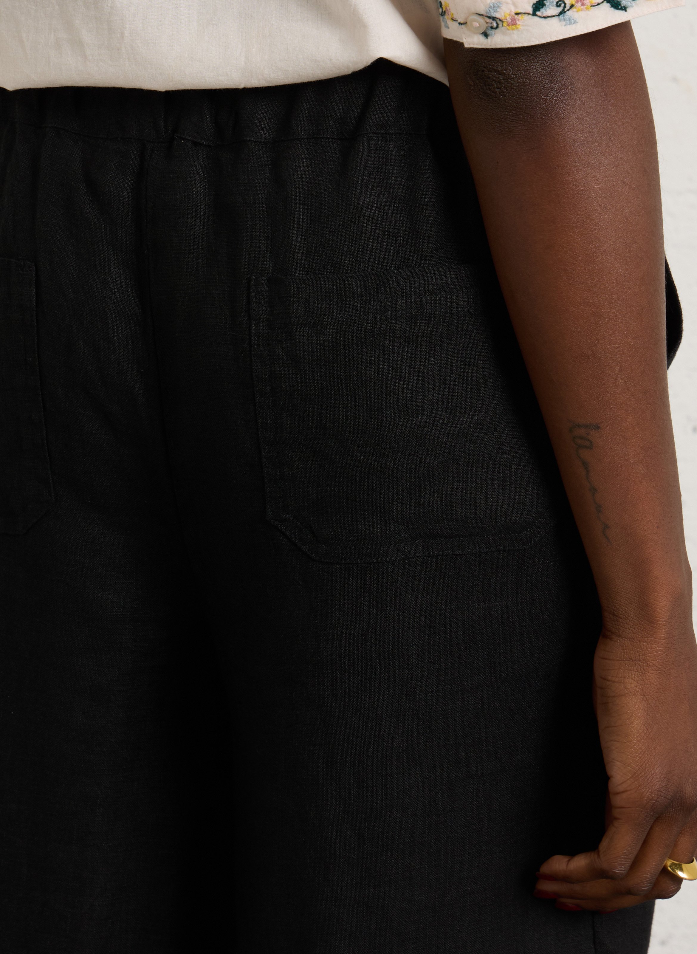 Pantalon large en lin terry | Noir MAISON 123 Femme