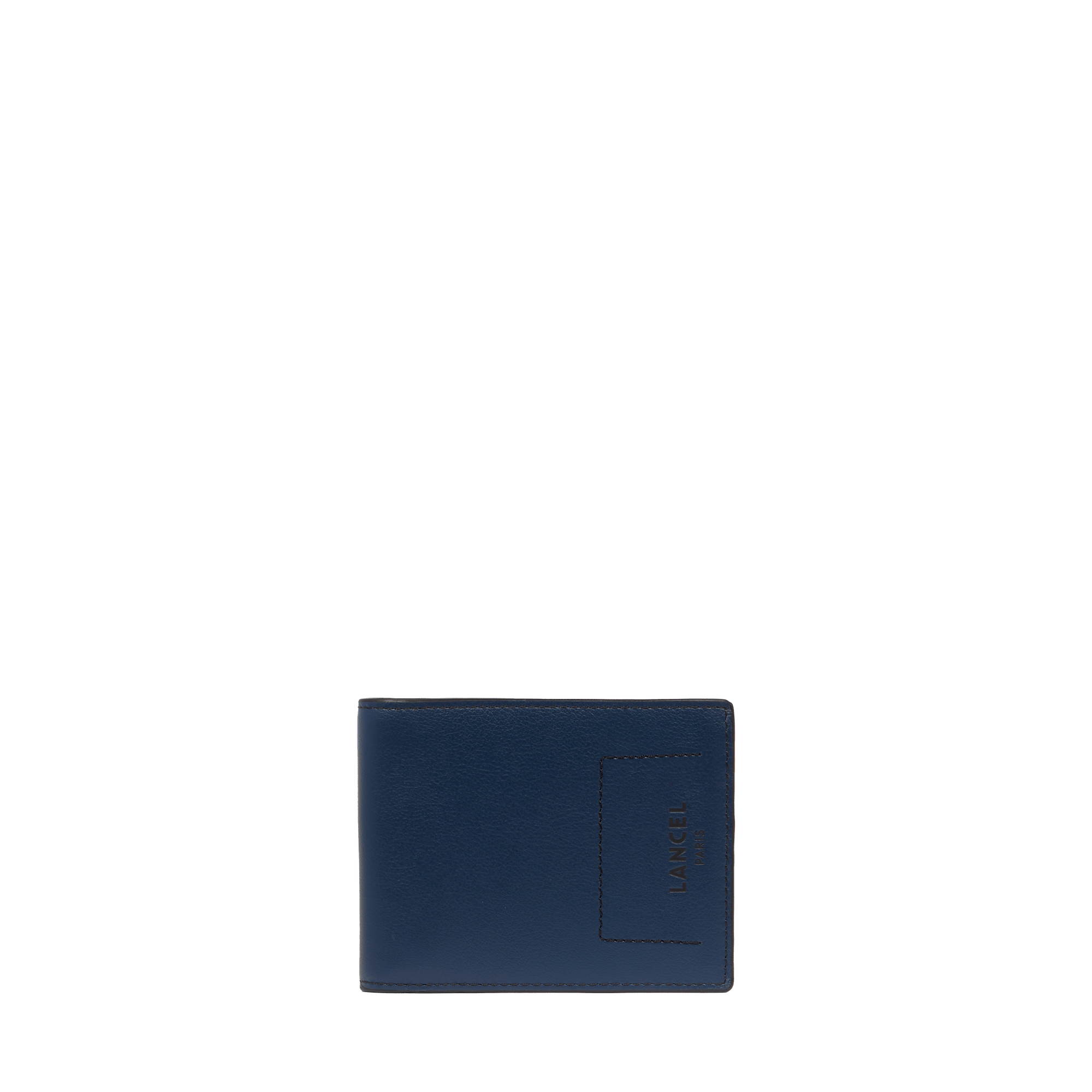 Coin compartment wallet with flap and 8 card slots, smooth leather, petrol blue - lancel max line. LANCEL Blue