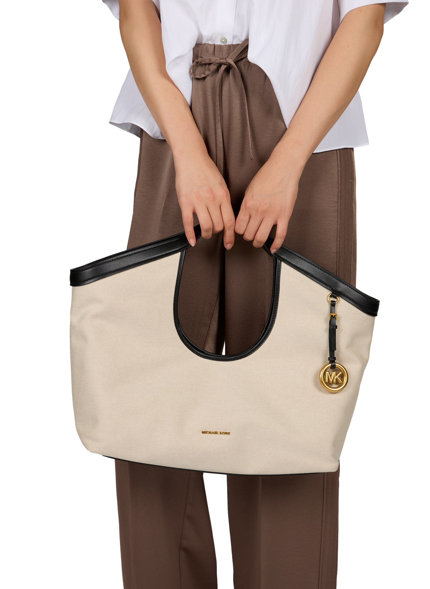 Haddie mixed cotton tote bag MICHAEL KORS Black