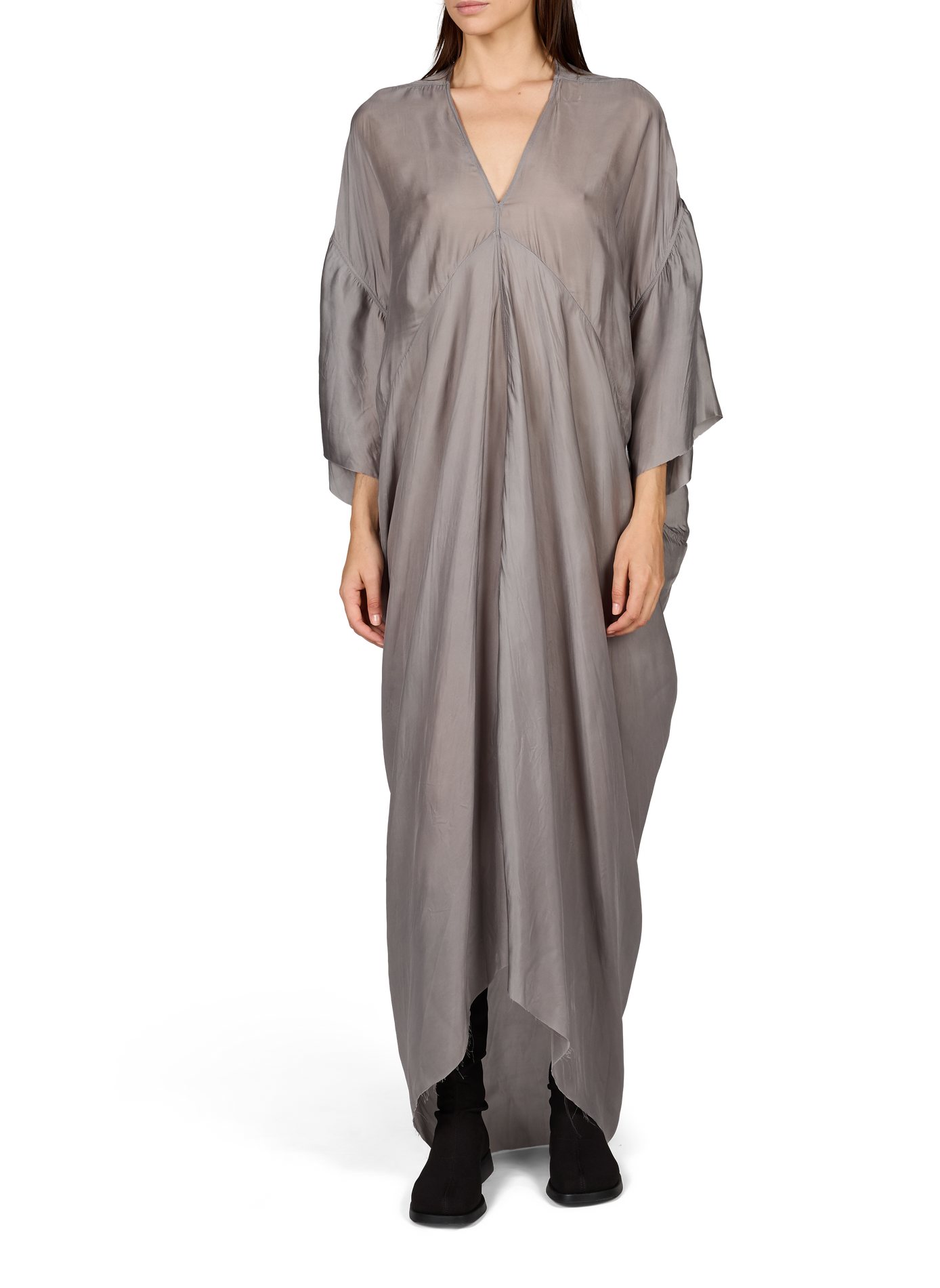 Asymmetric Satin Long Dress RICK OWENS Grey