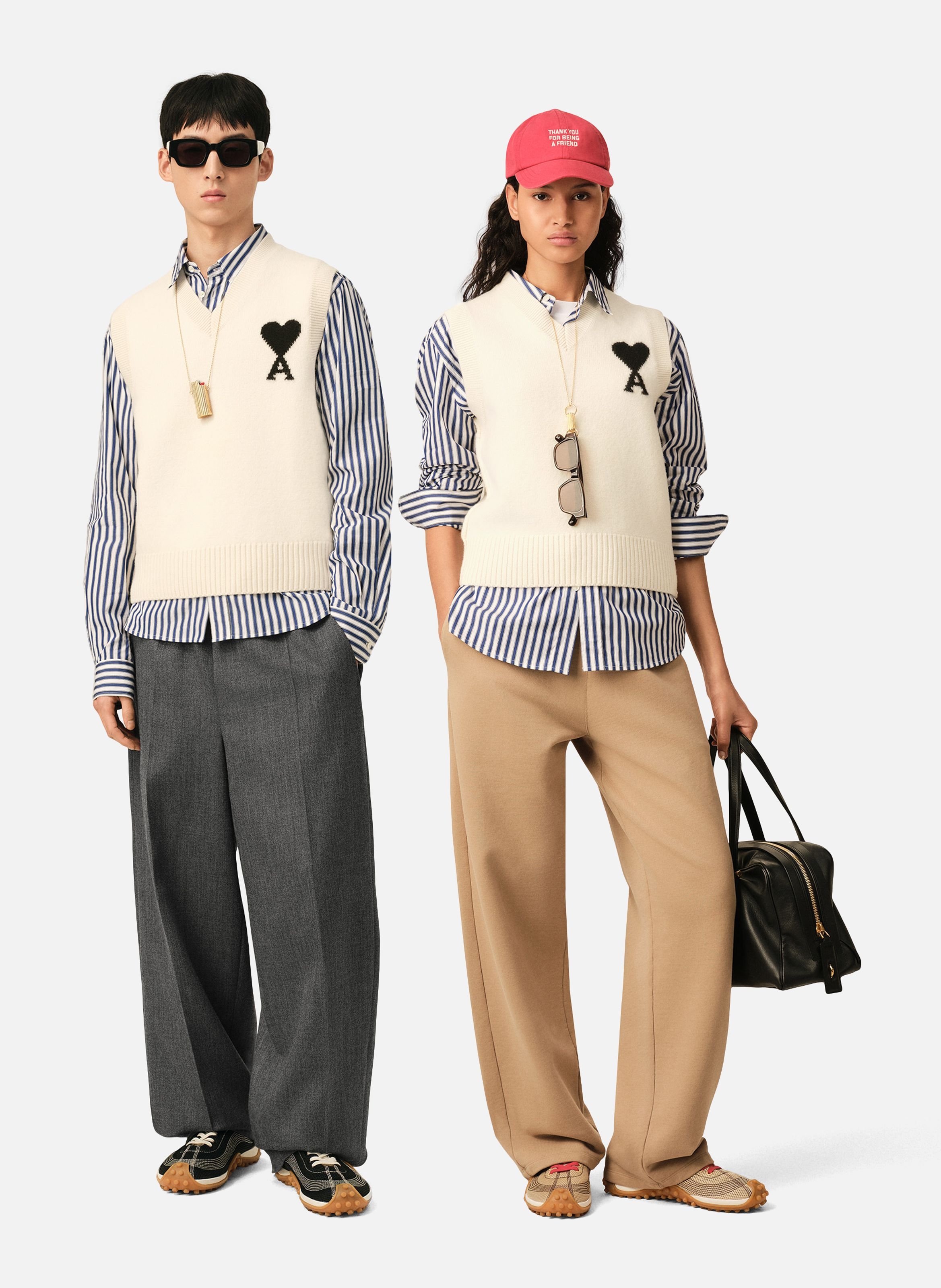 Pull unisexe en laine sans manches ami de coeur AMI PARIS Blanc