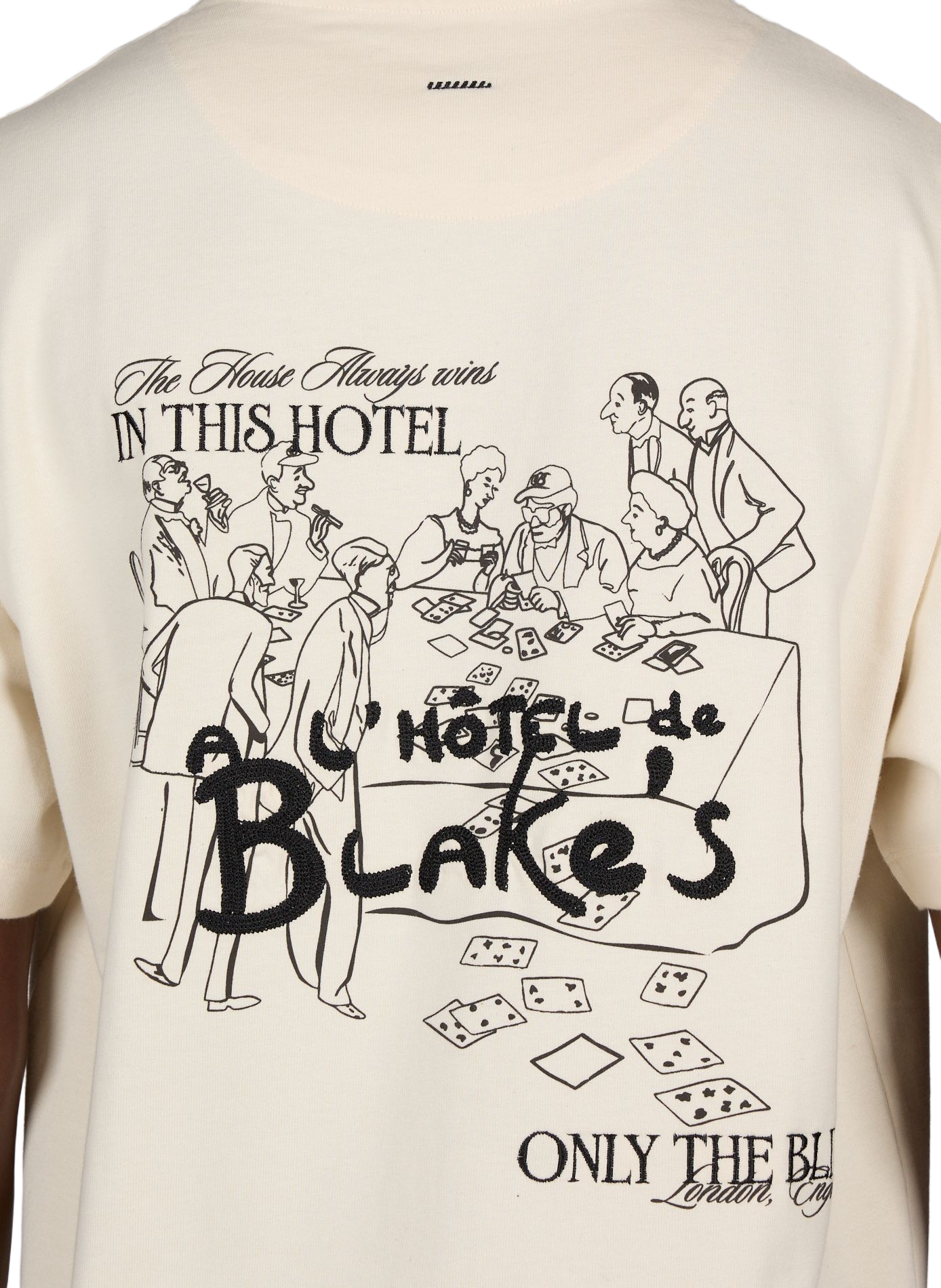 Embroidered cotton T-shirt ONLY THE BLIND Beige