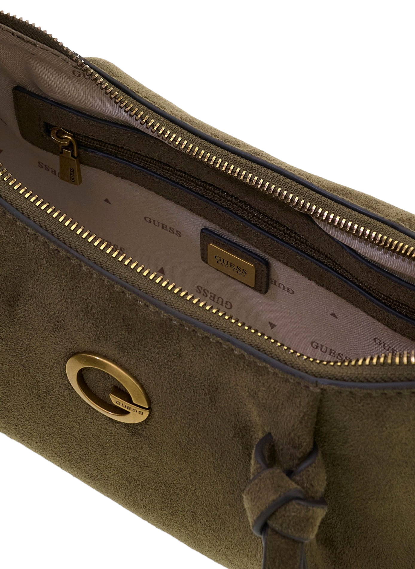 Sac porté épaule effet cuir daim GUESS Vert