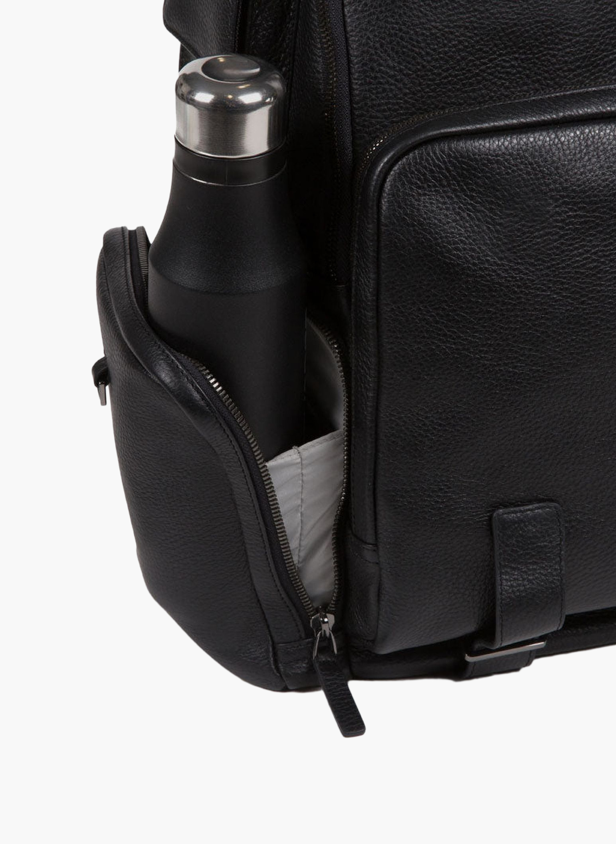 Leather laptop backpack 15.6" fast check PIQUADRO Black