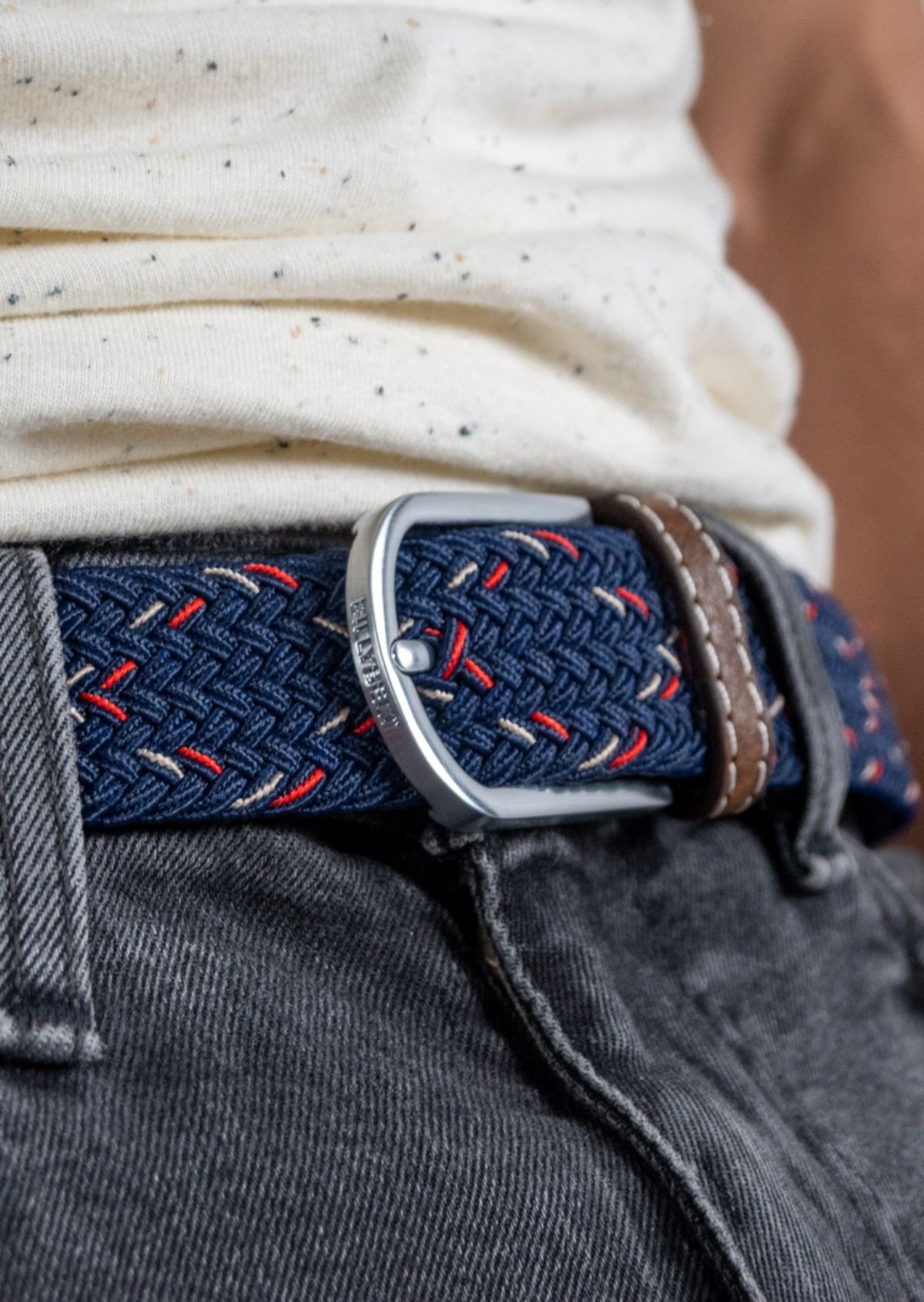 Ceinture tressée élastique multicolore BILLYBELT Bleu