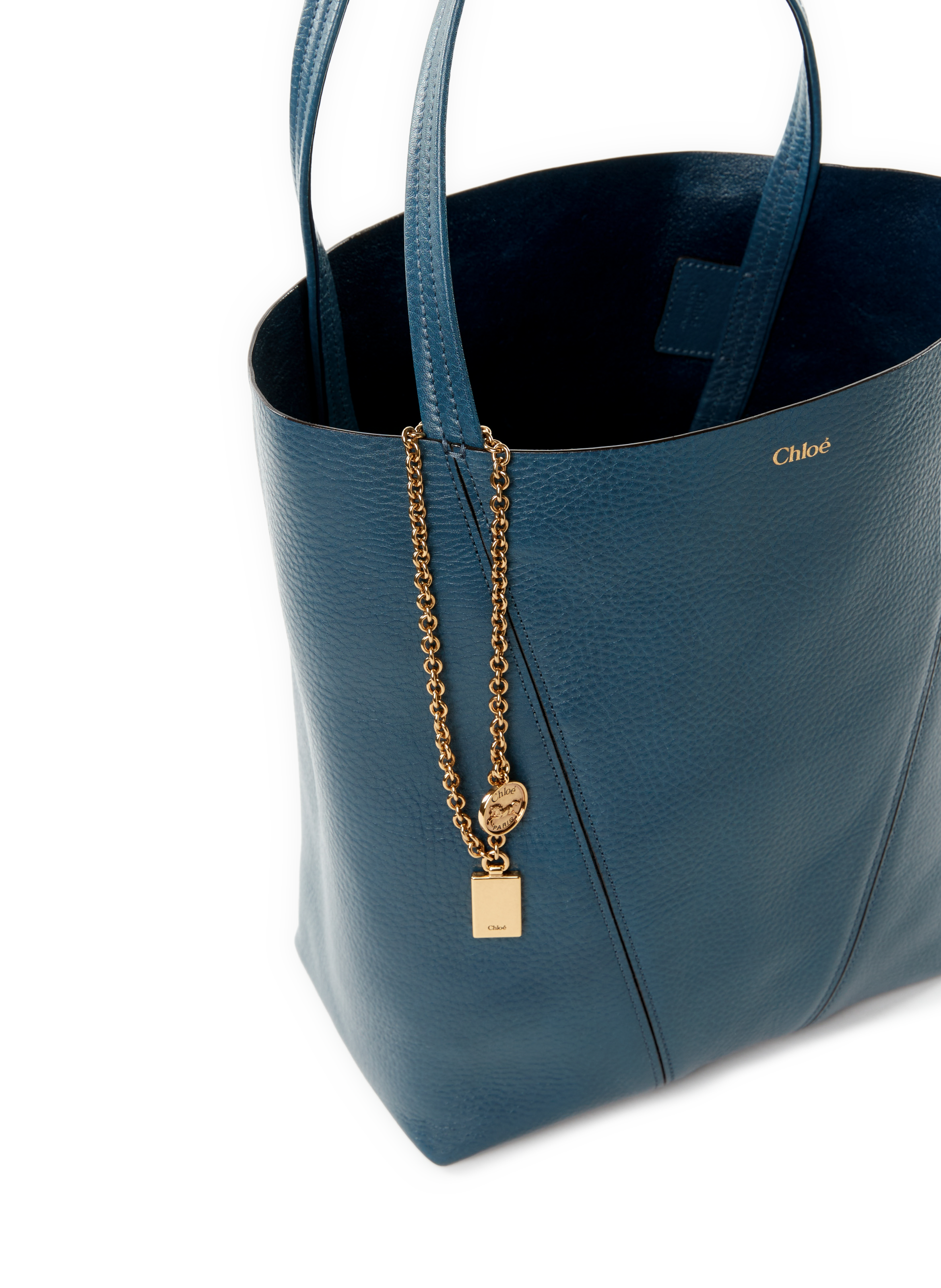 Sac cabas Spin en cuir grainé CHLOÉ Bleu