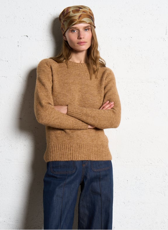 Pull droit à manches longues envie Beige by SOEUR SOEUR Pull droit à manches longues envie Beige