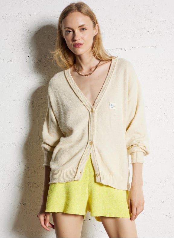 Gilet droit en coton bio mélangé dylbay Beige by AMERICAN VINTAGE AMERICAN VINTAGE Gilet droit en coton bio mélangé dylbay Beige