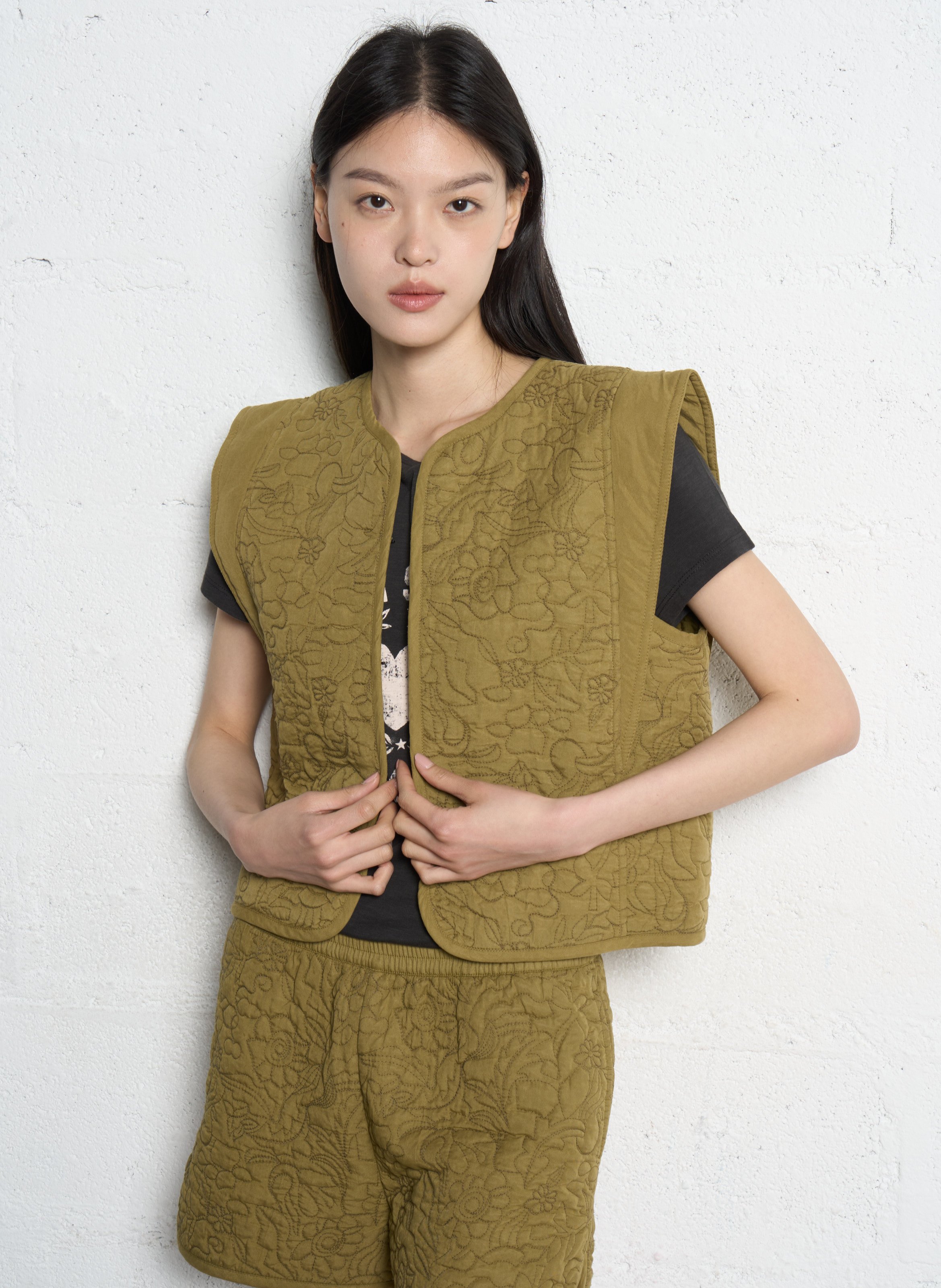 Veste droite matelassée IKKS Kaki