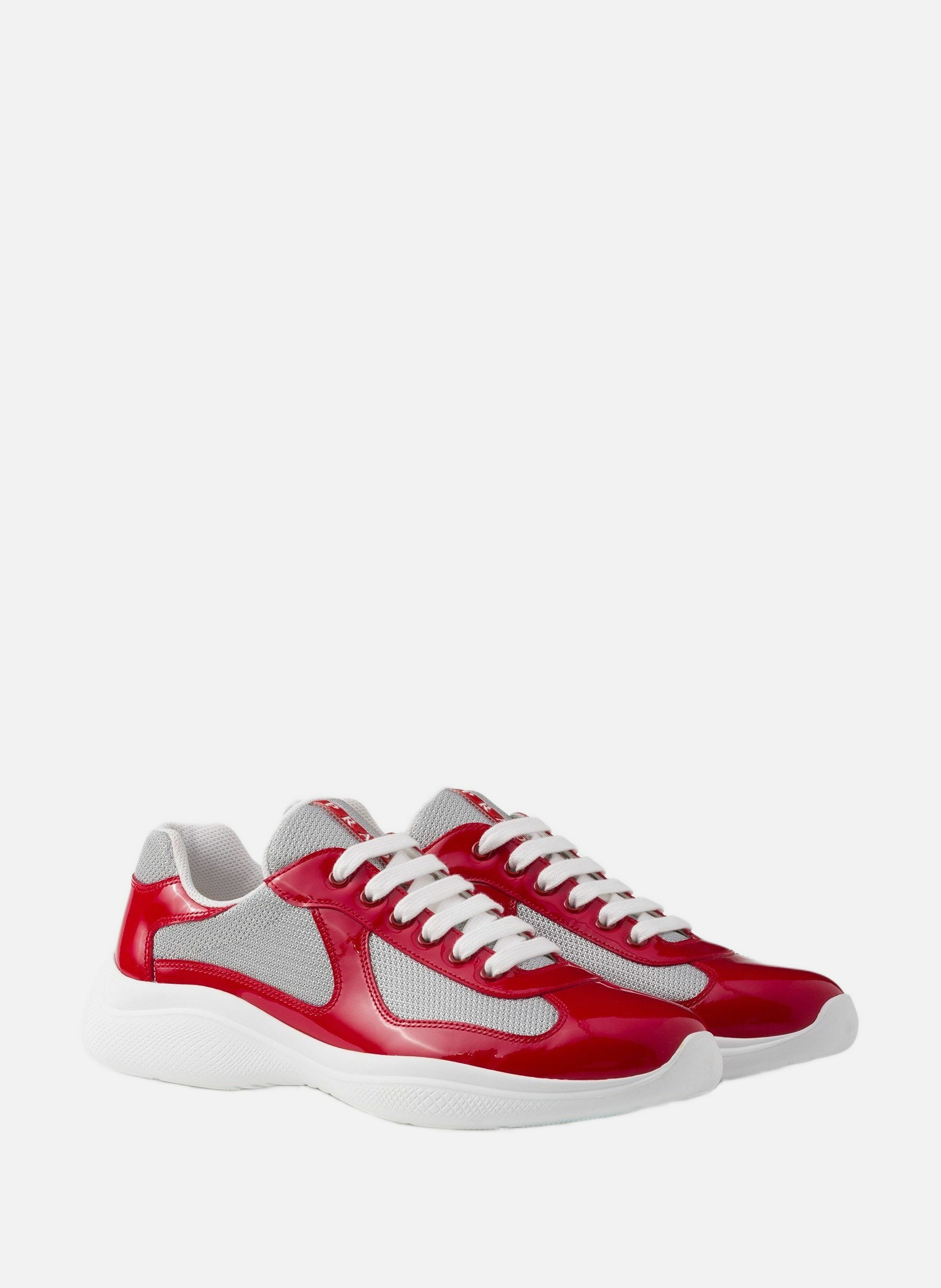 Sneakers prada america’s cup en cuir verni et tiss PRADA Rouge