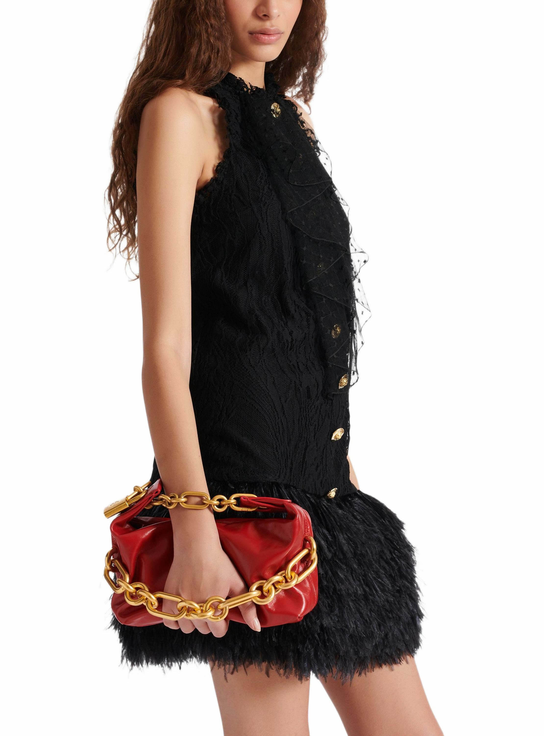 Sac sync mini en cuir de veau BALMAIN Rouge